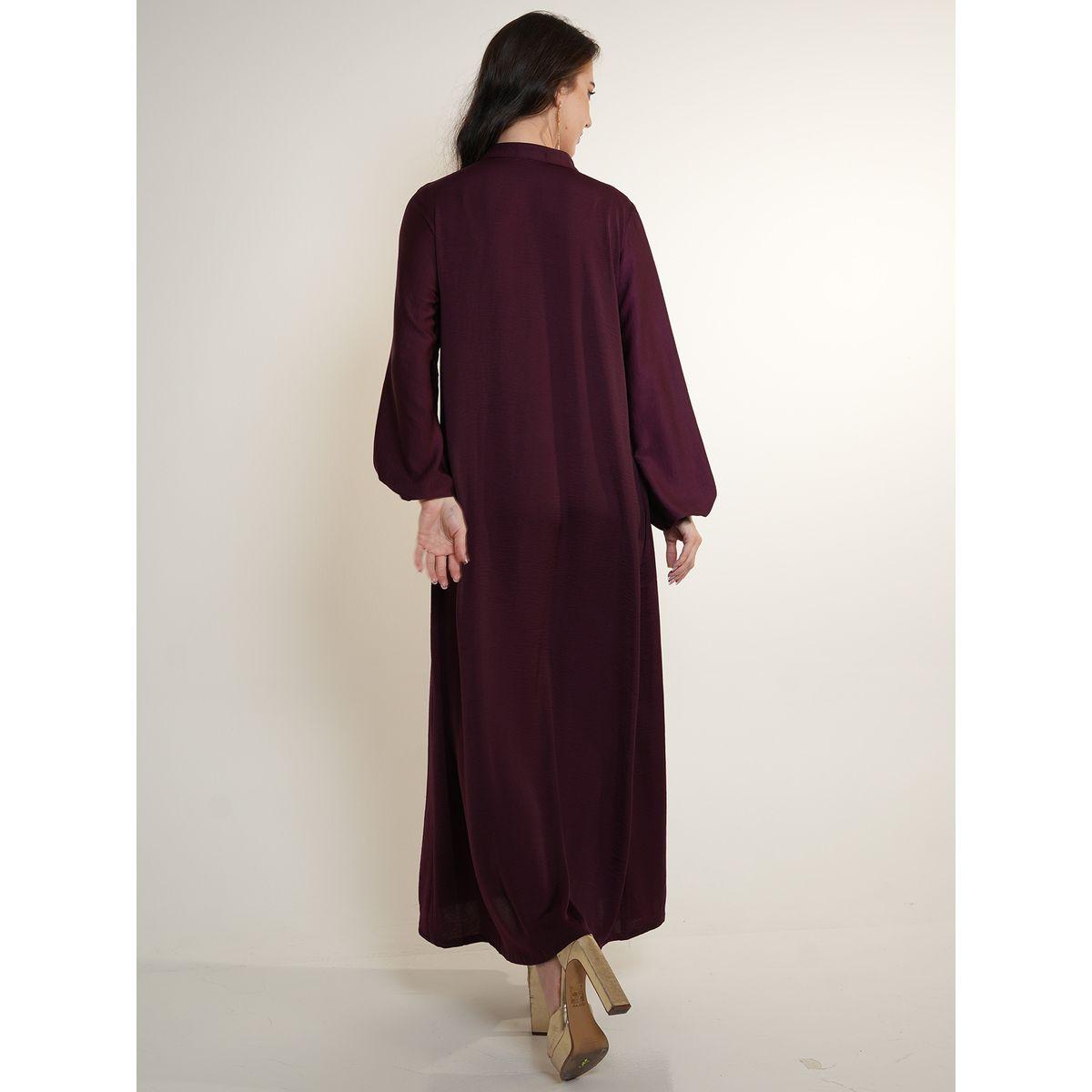 Elena by DStyle X Styli  Lace Insert Collared Matte Satin Jalabiya-women-arabicclothing-jalabiyas-image-2