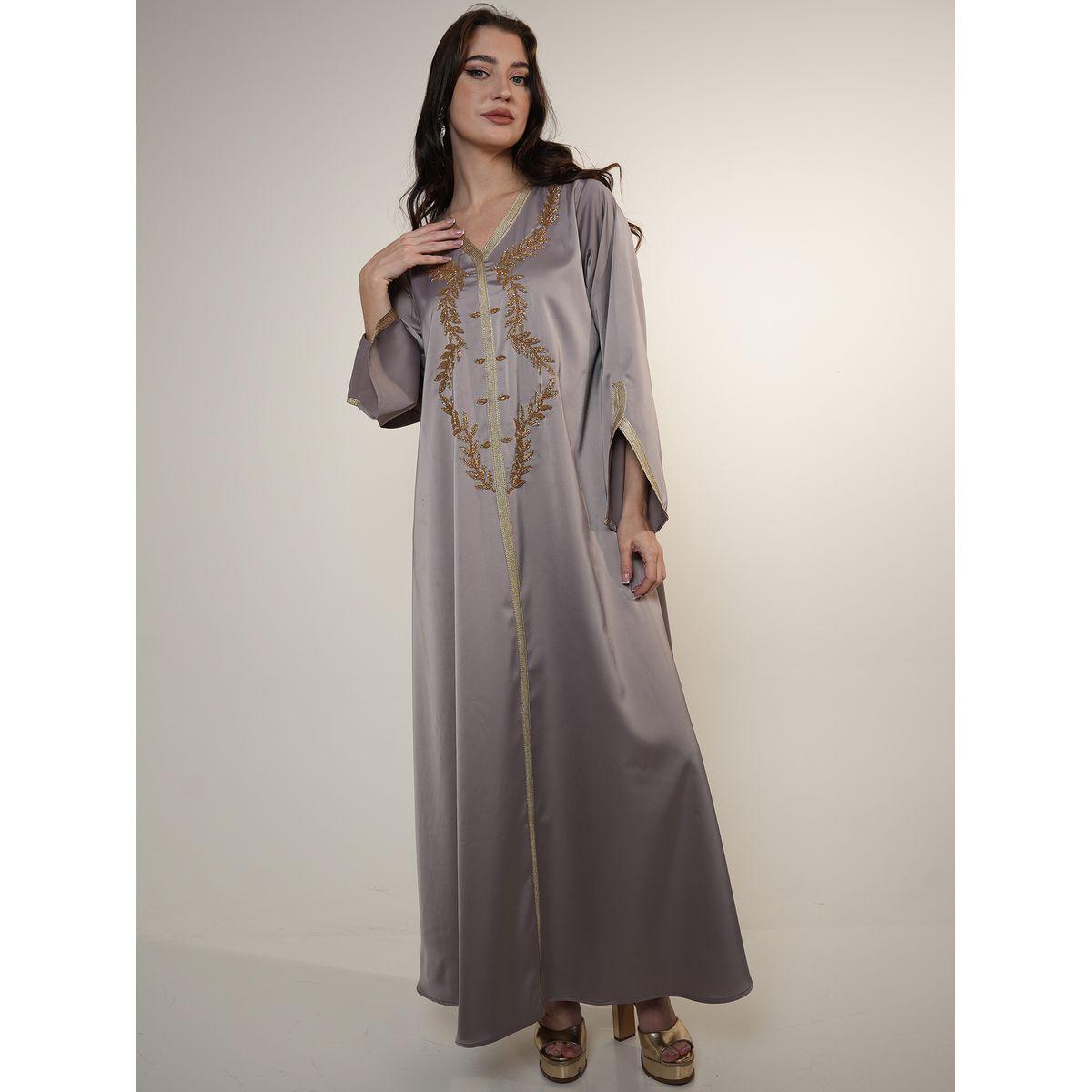 Elena by DStyle X Styli  Matte Satin Jalabiya with Beaded Handwork-women-arabicclothing-jalabiyas-image-3