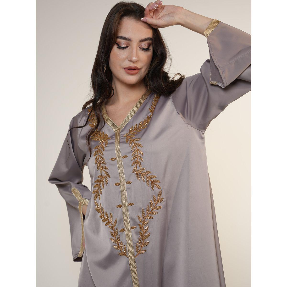 Elena by DStyle X Styli  Matte Satin Jalabiya with Beaded Handwork-women-arabicclothing-jalabiyas-image-4