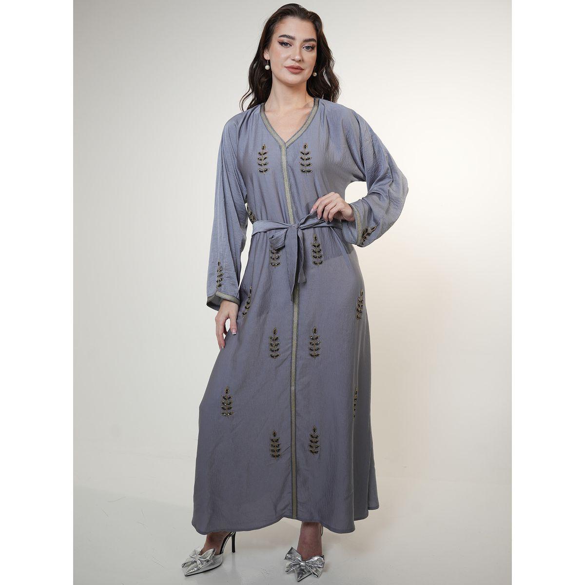 Elena by DStyle X Styli  Satin Jalabiya with Beaded Handwork-women-arabicclothing-jalabiyas-image-1