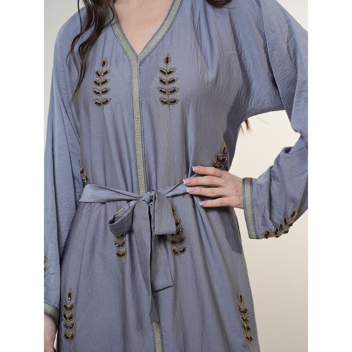 Elena by DStyle X Styli  Satin Jalabiya with Beaded Handwork-women-arabicclothing-jalabiyas-image-3