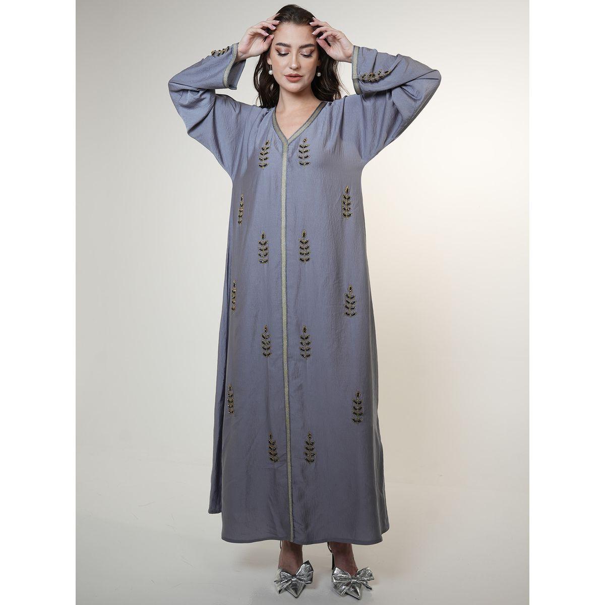 Elena by DStyle X Styli  Satin Jalabiya with Beaded Handwork-women-arabicclothing-jalabiyas-image-5