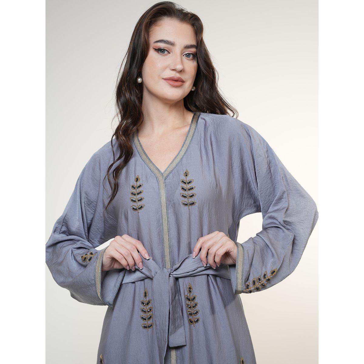 Elena by DStyle X Styli  Satin Jalabiya with Beaded Handwork-women-arabicclothing-jalabiyas-image-6
