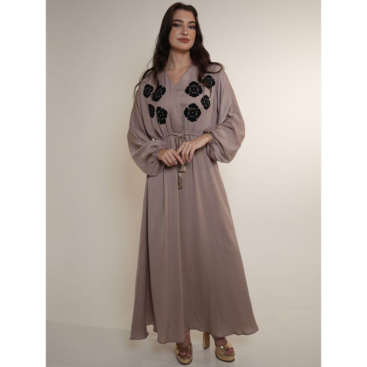 Elena by DStyle X Styli  Floral Print Volume Sleeves Jalabiya-women-arabicclothing-jalabiyas-image-1