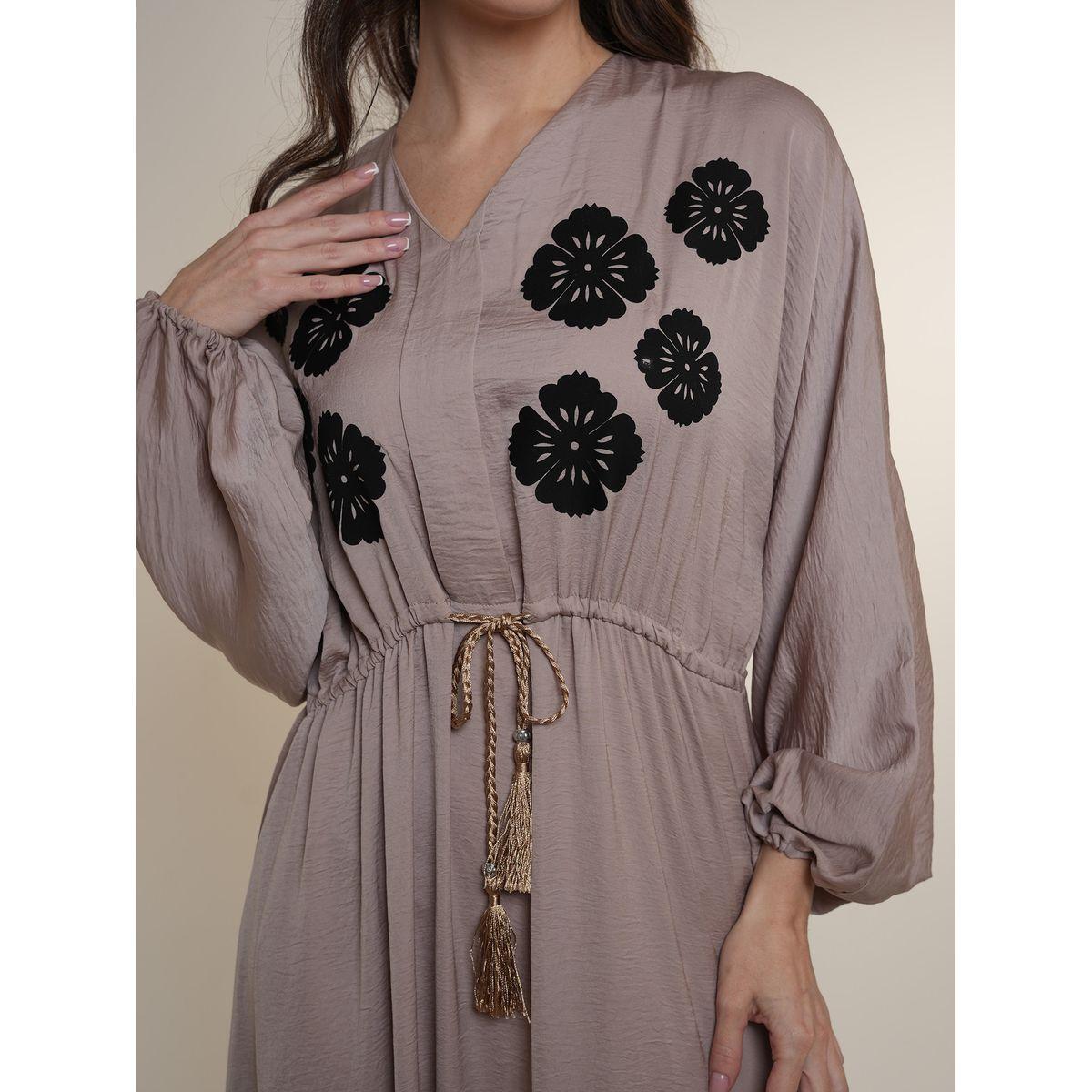 Elena by DStyle X Styli  Floral Print Volume Sleeves Jalabiya-women-arabicclothing-jalabiyas-image-3