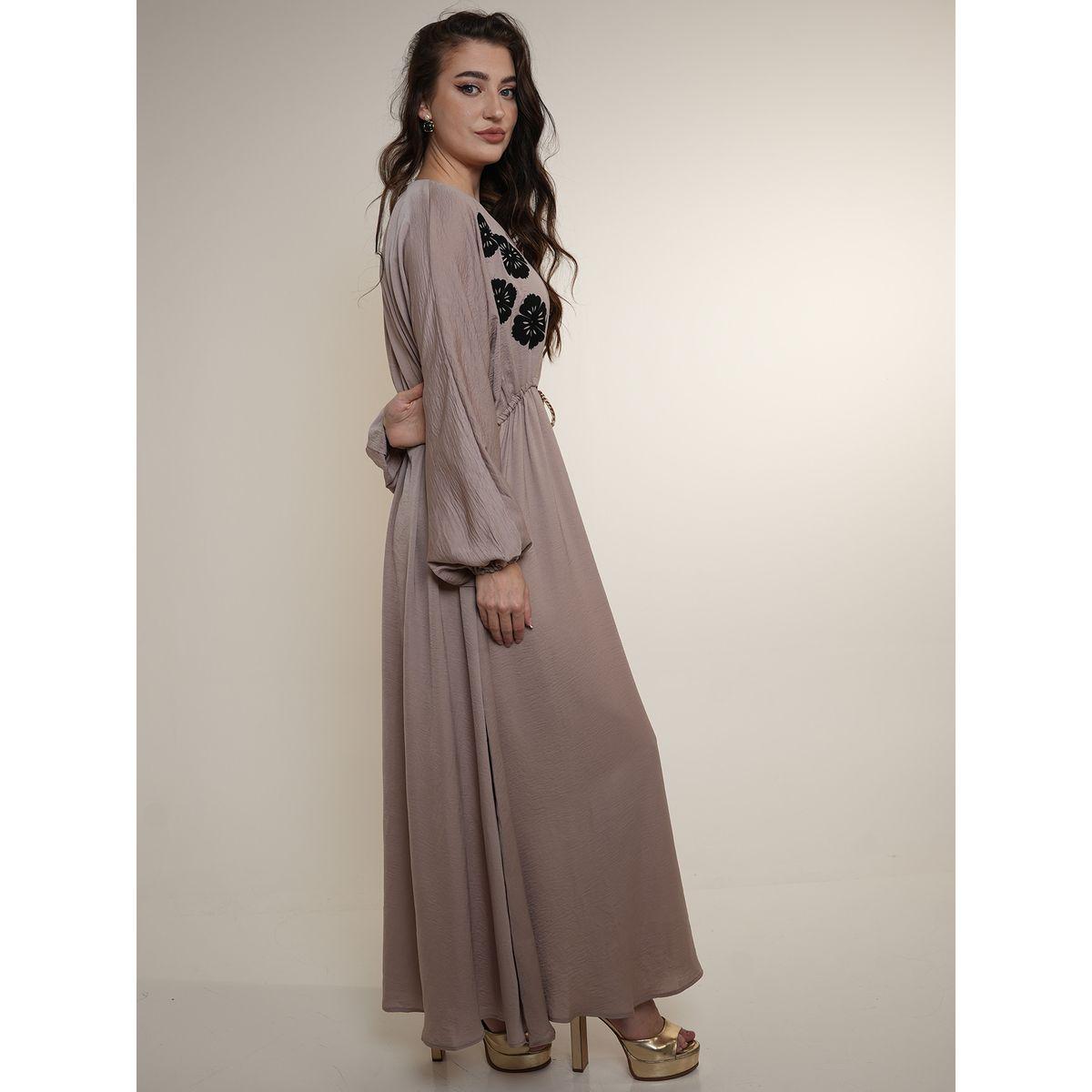 Elena by DStyle X Styli  Floral Print Volume Sleeves Jalabiya-women-arabicclothing-jalabiyas-image-5