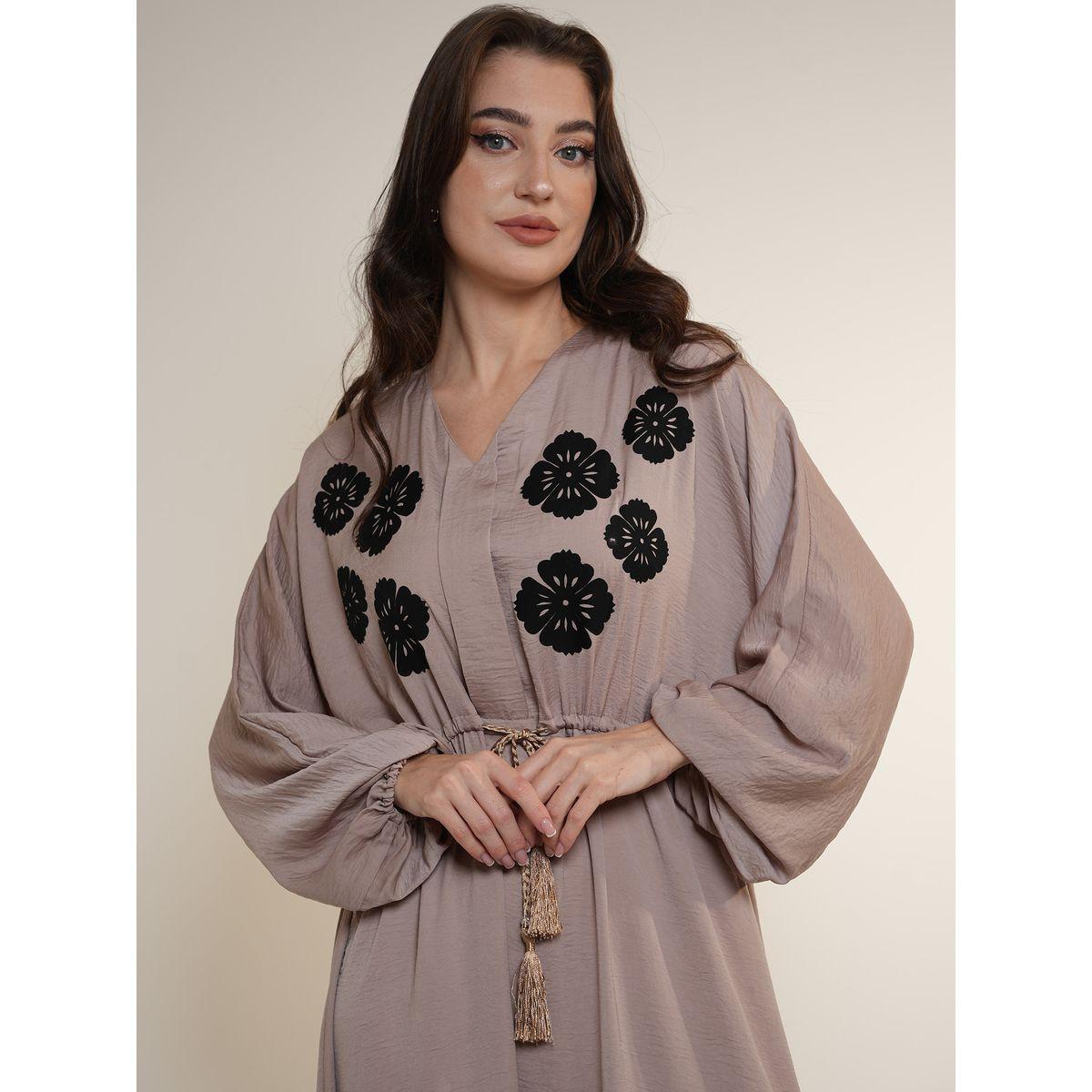Elena by DStyle X Styli  Floral Print Volume Sleeves Jalabiya-women-arabicclothing-jalabiyas-image-6