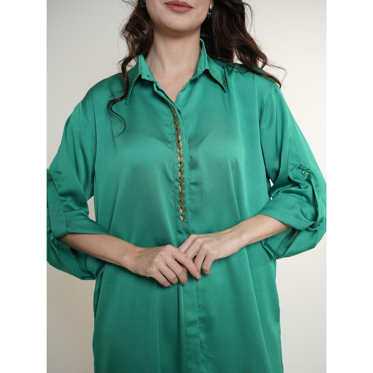 بلوزة ساتان طويلة مزينة بالخرز إلينا باي دي ستايل × ستايلي-women-clothing-shirtsandblouses-shirts-image-3