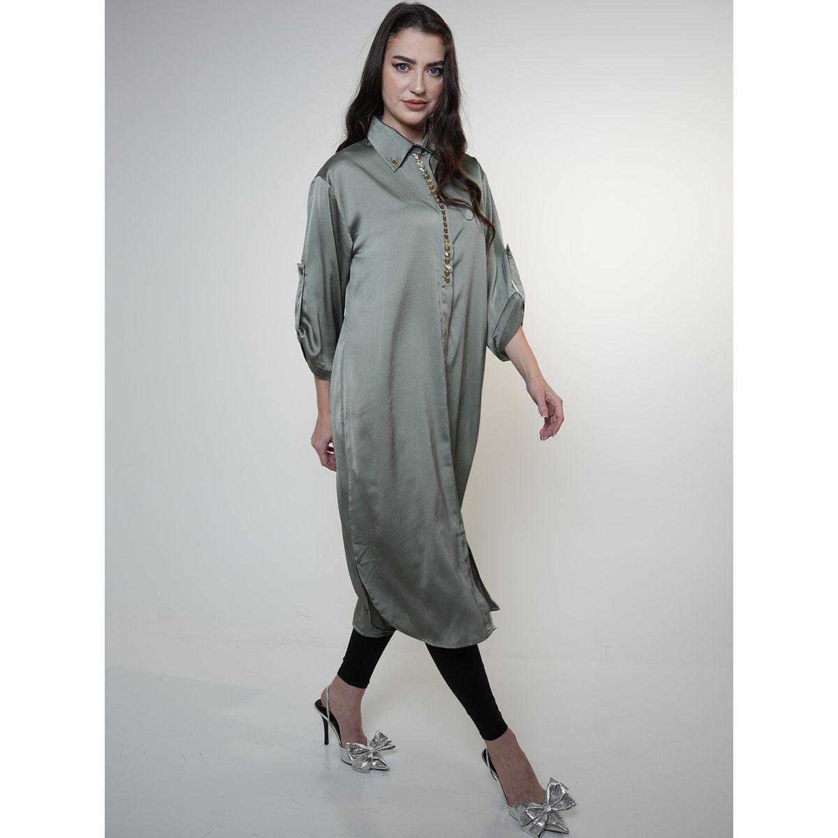 Elena by DStyle X Styli  Beaded Placket Detail Longline Satin Shirt-women-clothing-shirtsandblouses-shirts-image-4