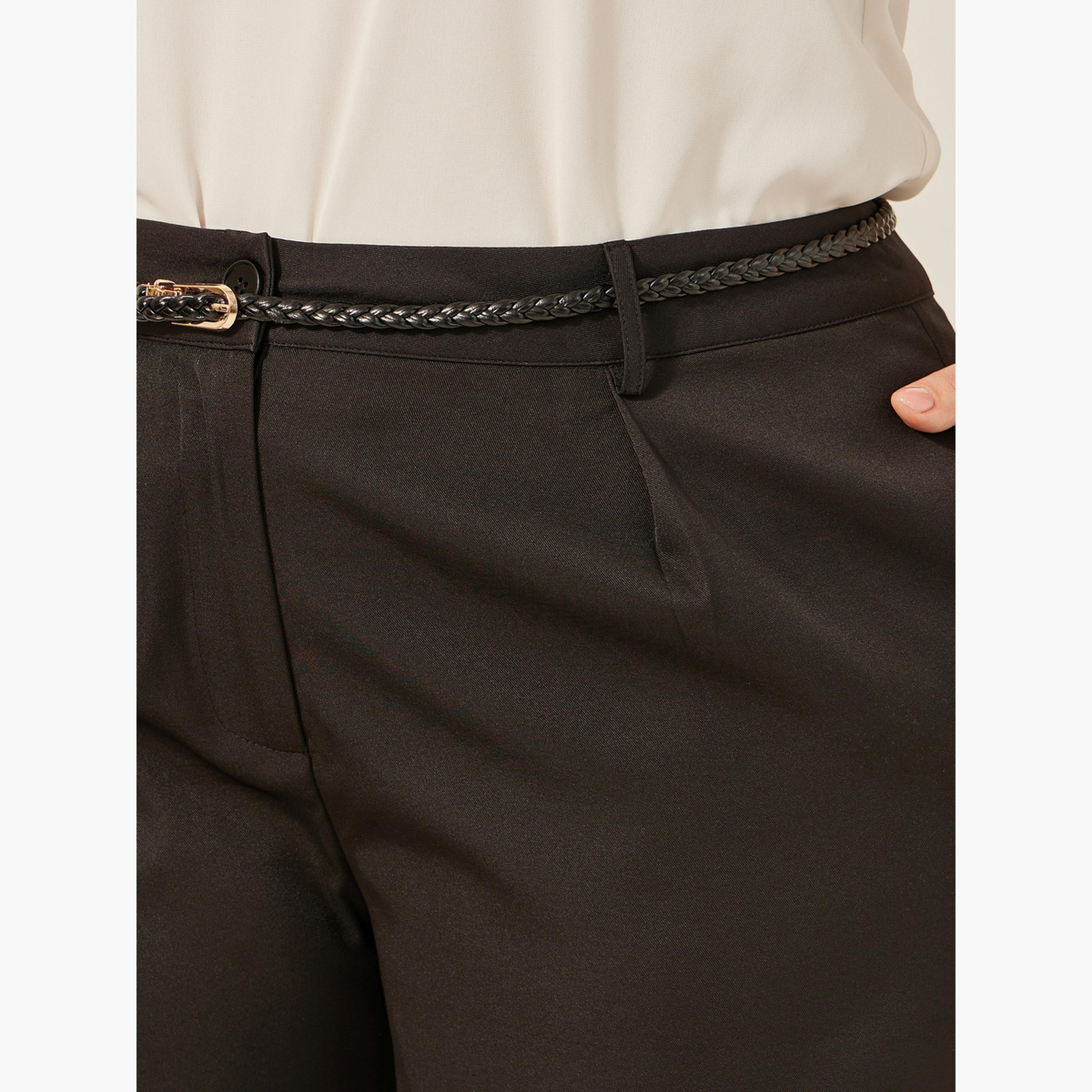 ستايلي - بنطال بقصة مستقيمة وخصر متوسط الارتفاع بمقاس كبير-women-clothing-bottoms-trousers-image-3