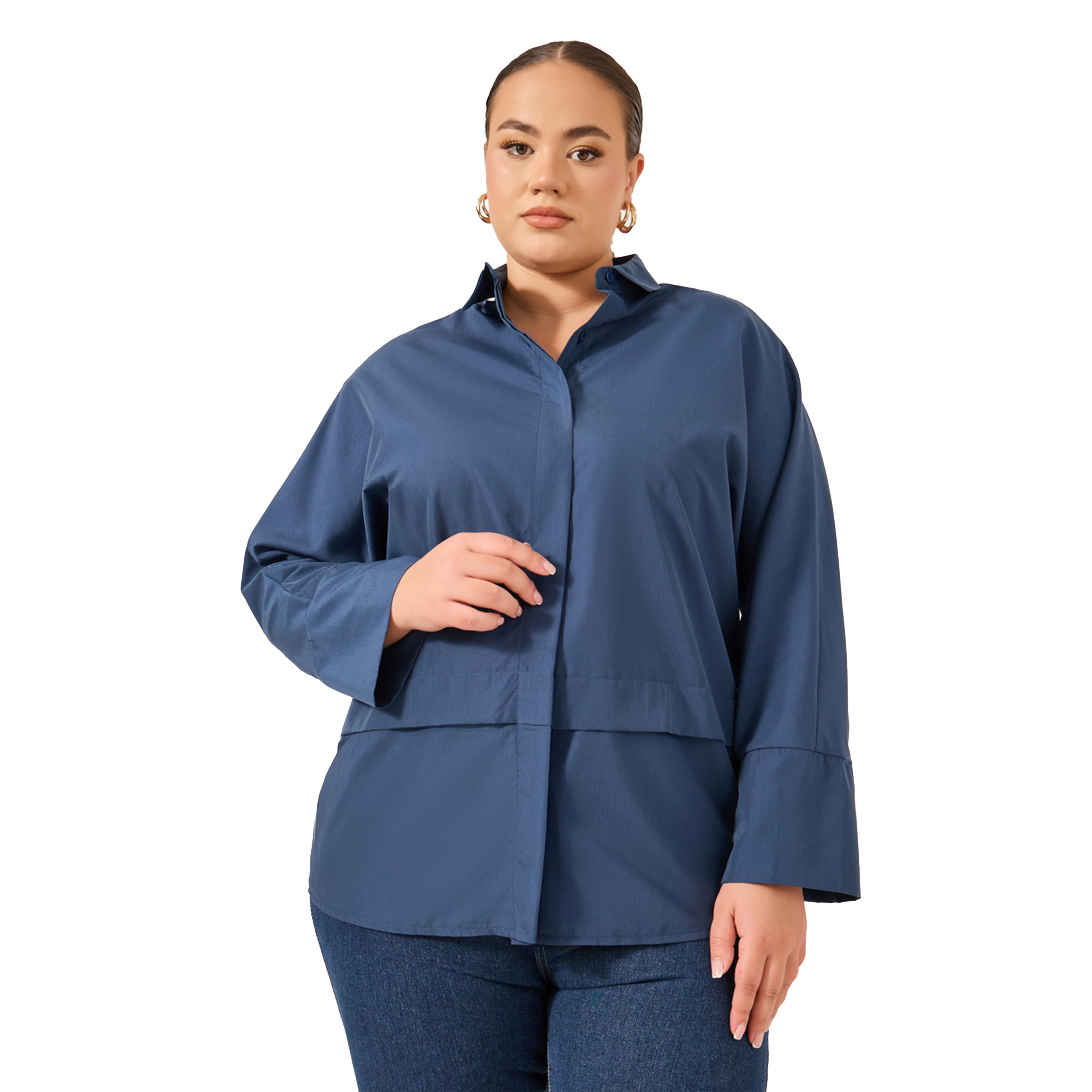Styli Plus Size Solid Long Sleeves Oversized Shirt-women-clothing-shirtsandblouses-shirts-image-1