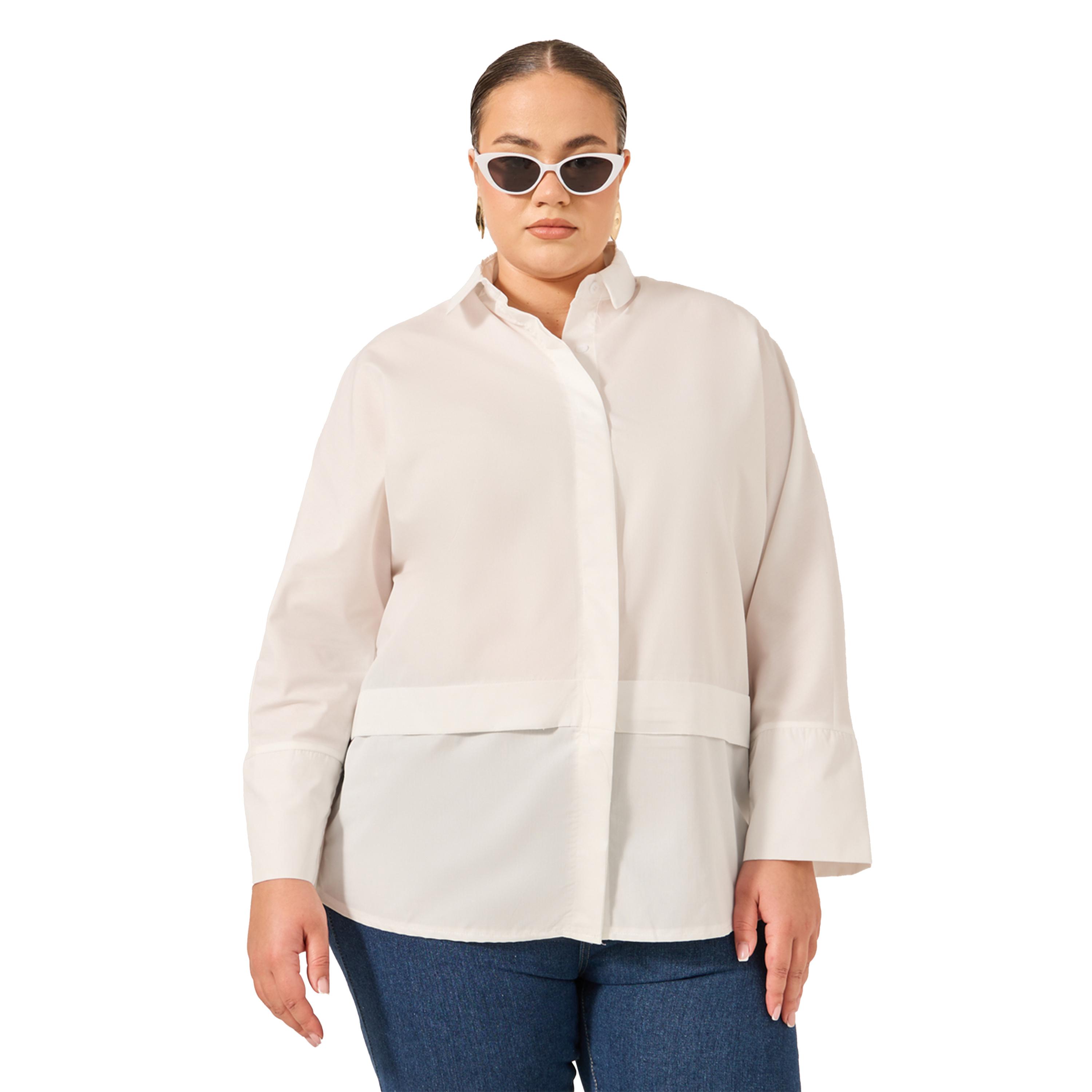 ستايلي - قميص مقاس كبير وأكمام طويلة-women-clothing-shirtsandblouses-shirts-image-1