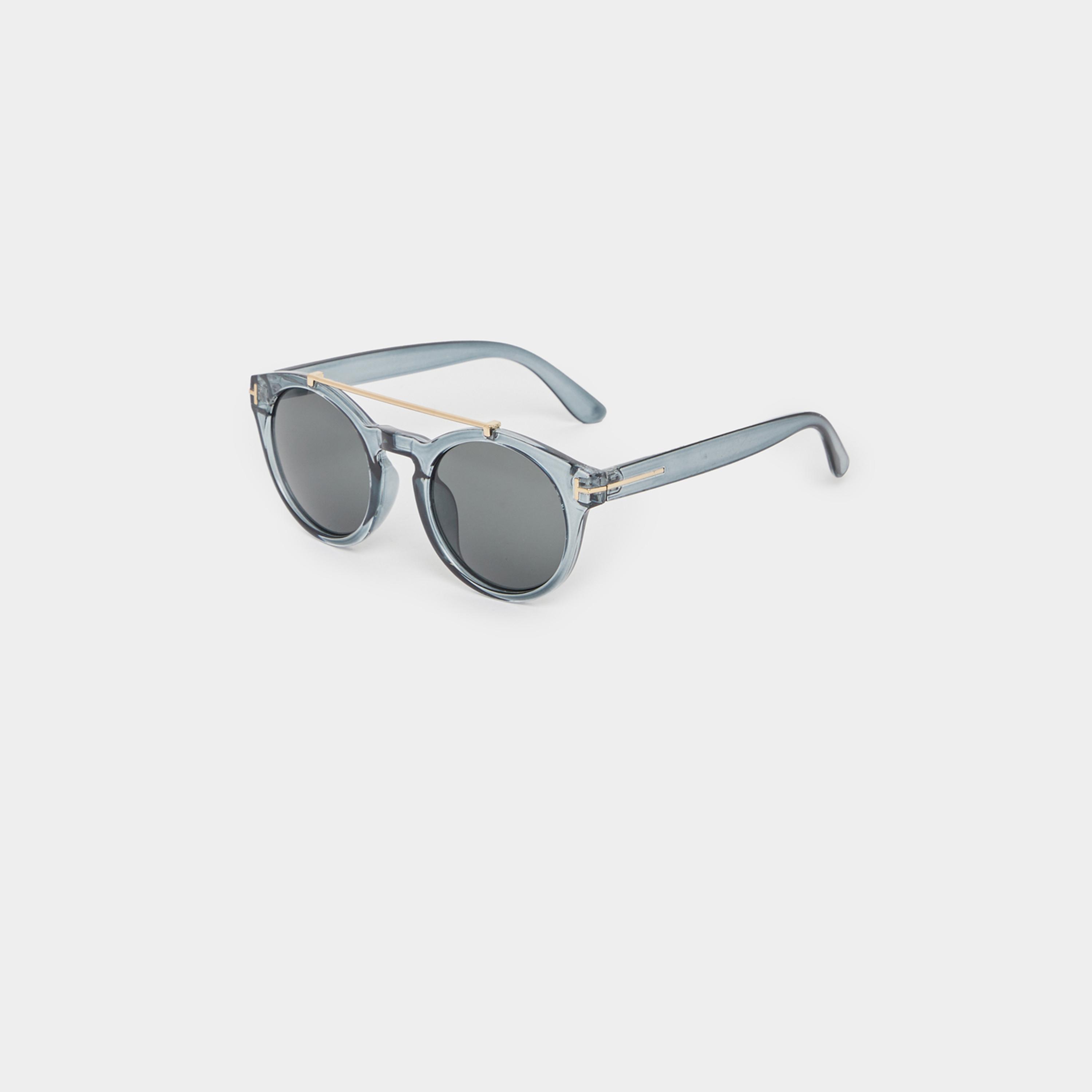 ستايلي - نظارة شمسية دائرية سادة بجسر مزدوج-men-sunglasses-image-1