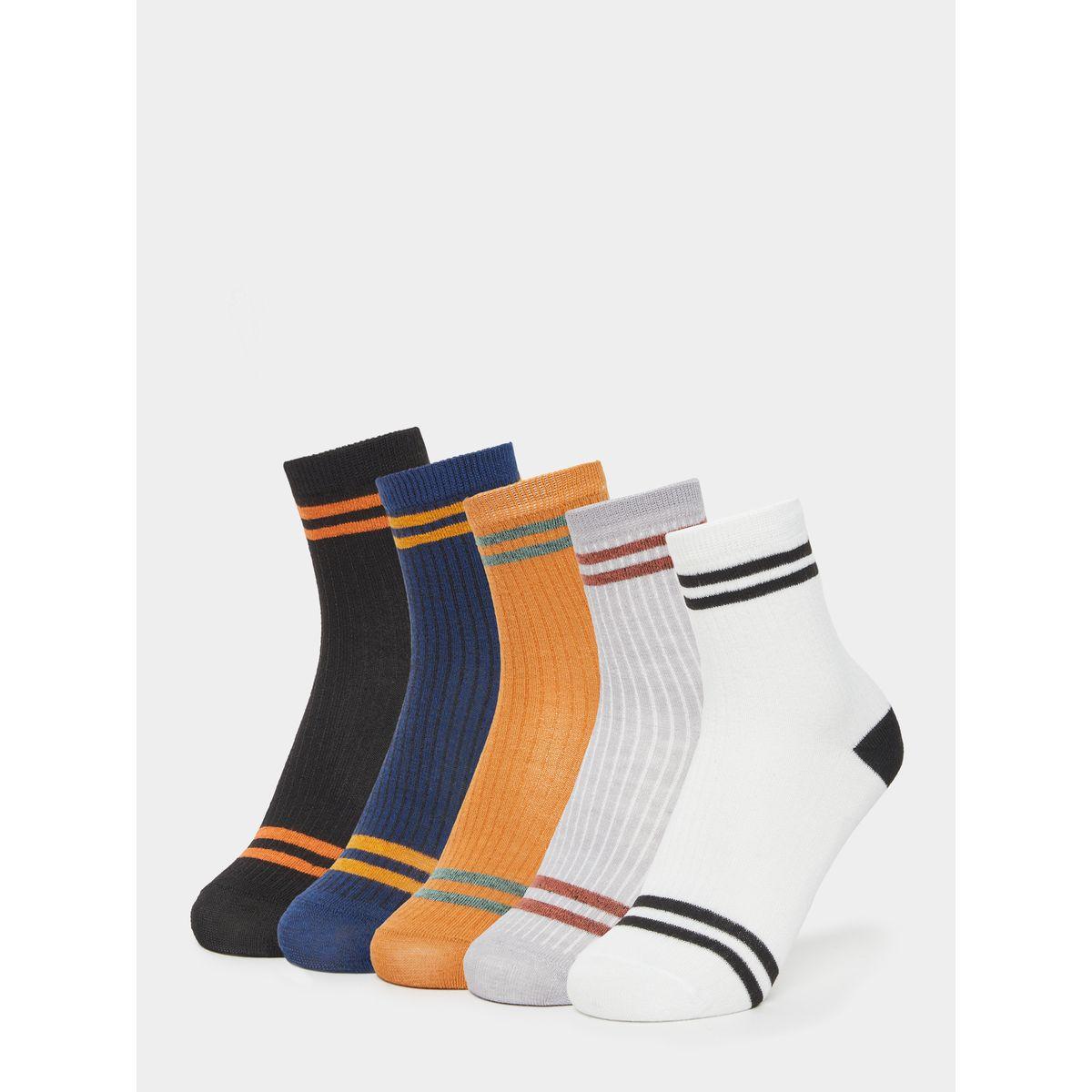 Styli Set of 5 - Striped Cuff Crew Socks-men-socks-image-1