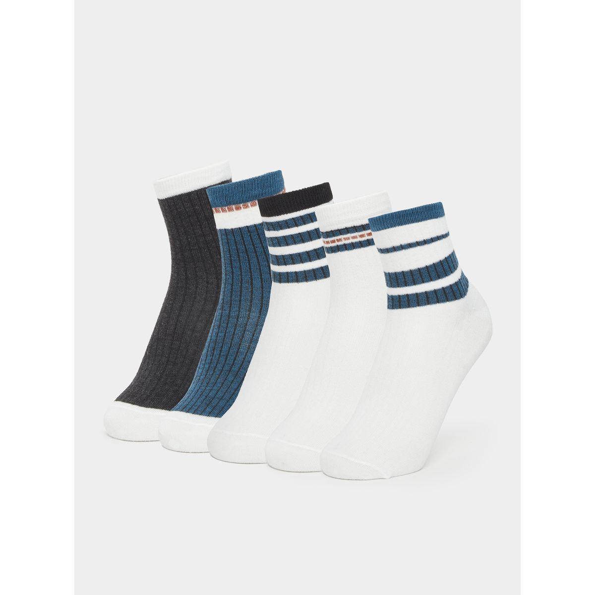 Styli Set of 5 - Striped Cuff Crew Socks-men-socks-image-1