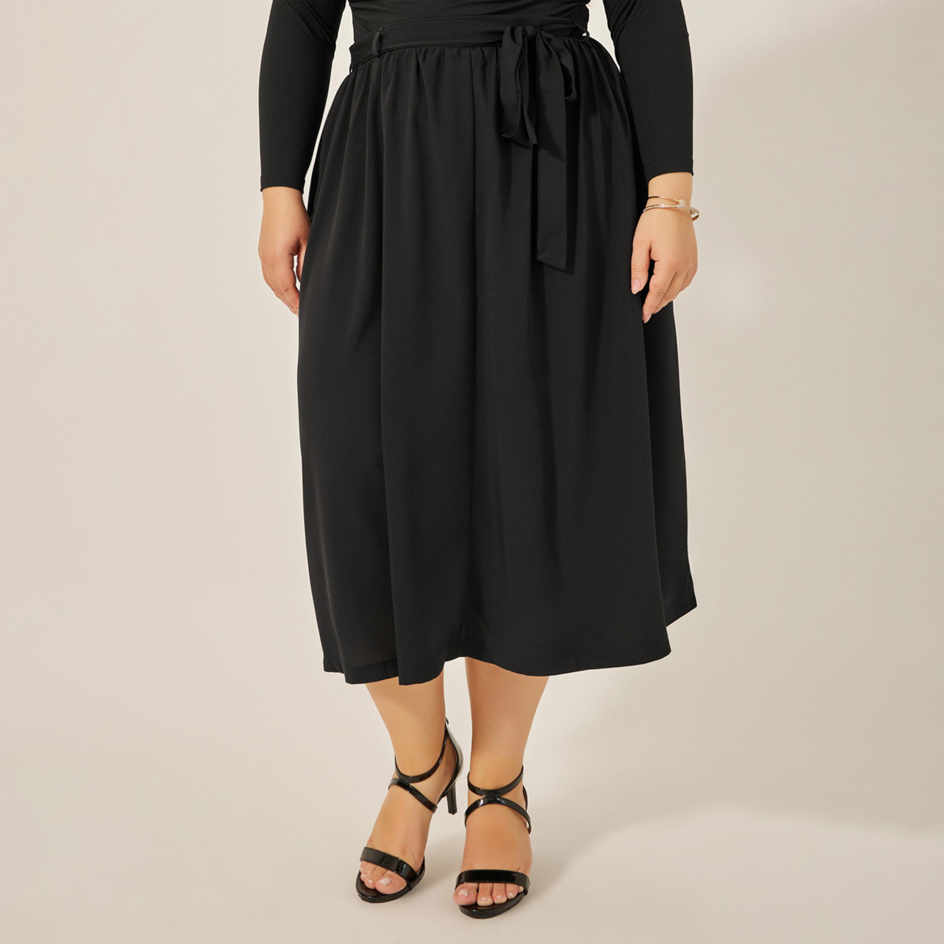 Styli Plus Size Gathered Detail Midi Skirt with Tie-Up Belt Detail-women-clothing-bottoms-skirts-image-3