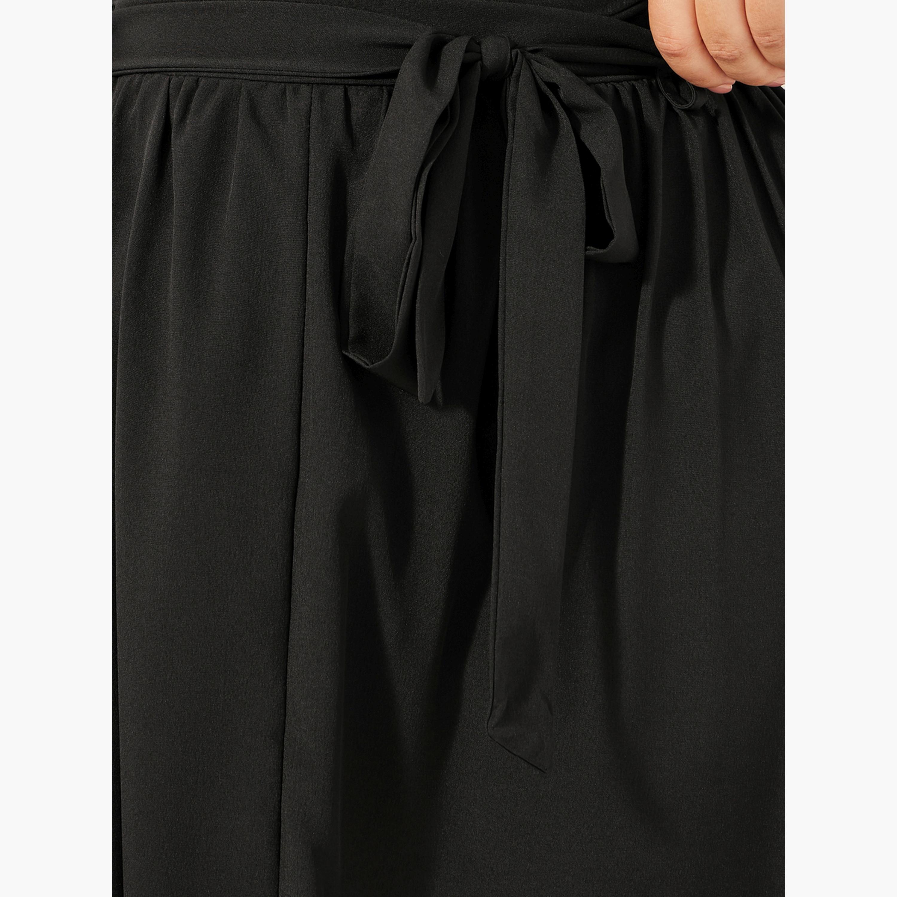 Styli Plus Size Gathered Detail Midi Skirt with Tie-Up Belt Detail-women-clothing-bottoms-skirts-image-4