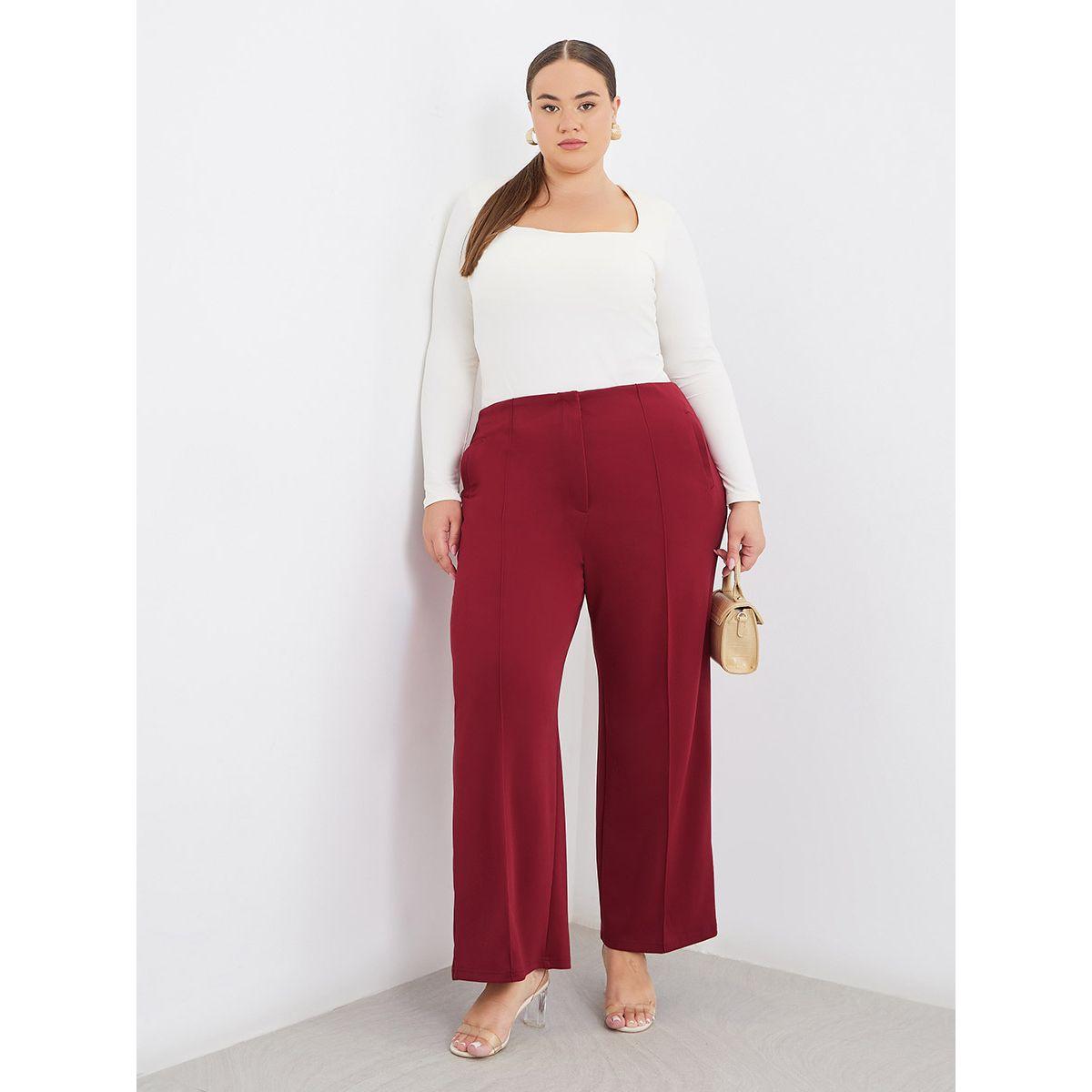 بنطال بمقاس كبير وقصة أرجل واسعة-women-clothing-bottoms-trousers-image-1