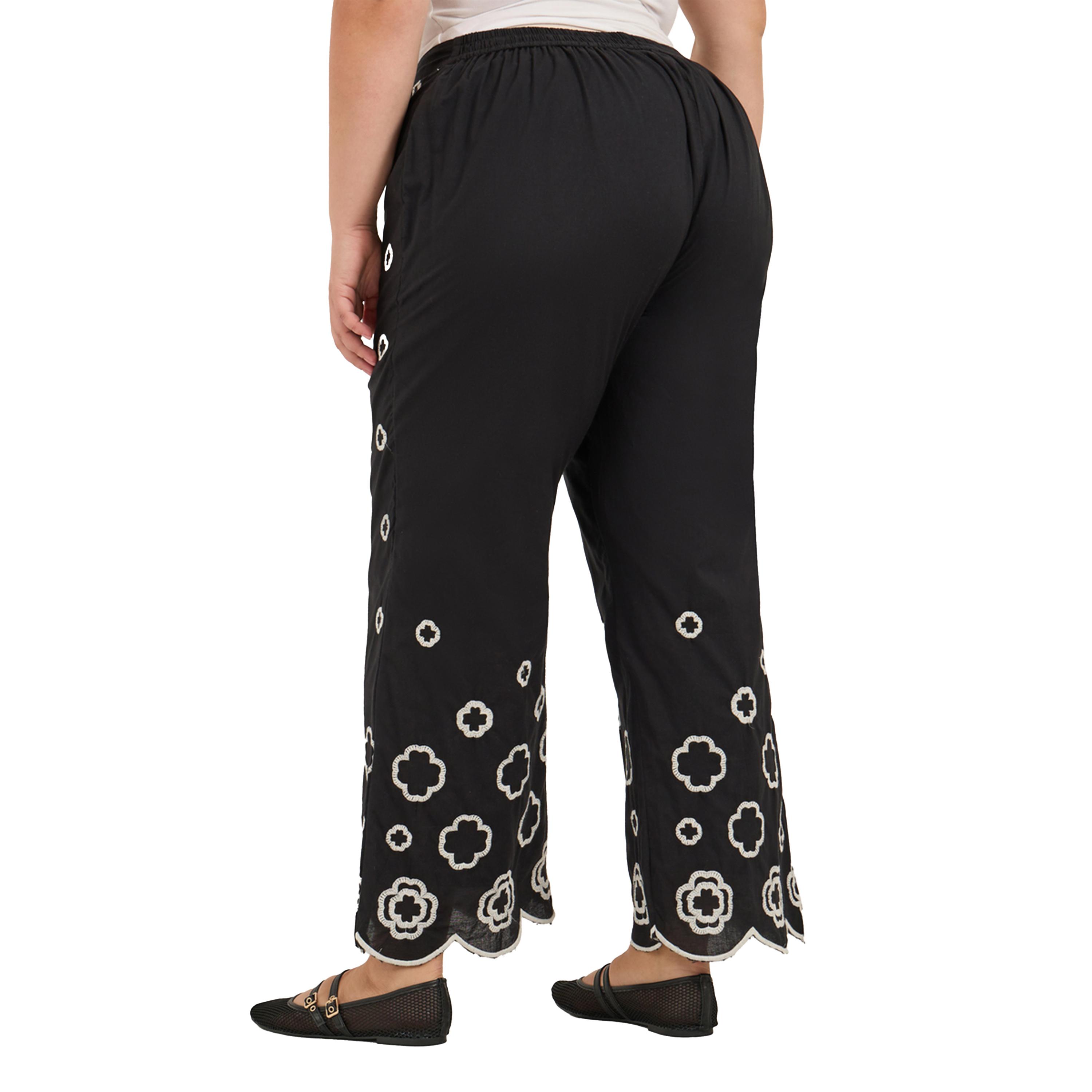 ستايلي - بنطال ساق واسعة مطرز مقاس كبير-women-clothing-bottoms-trousers-image-6