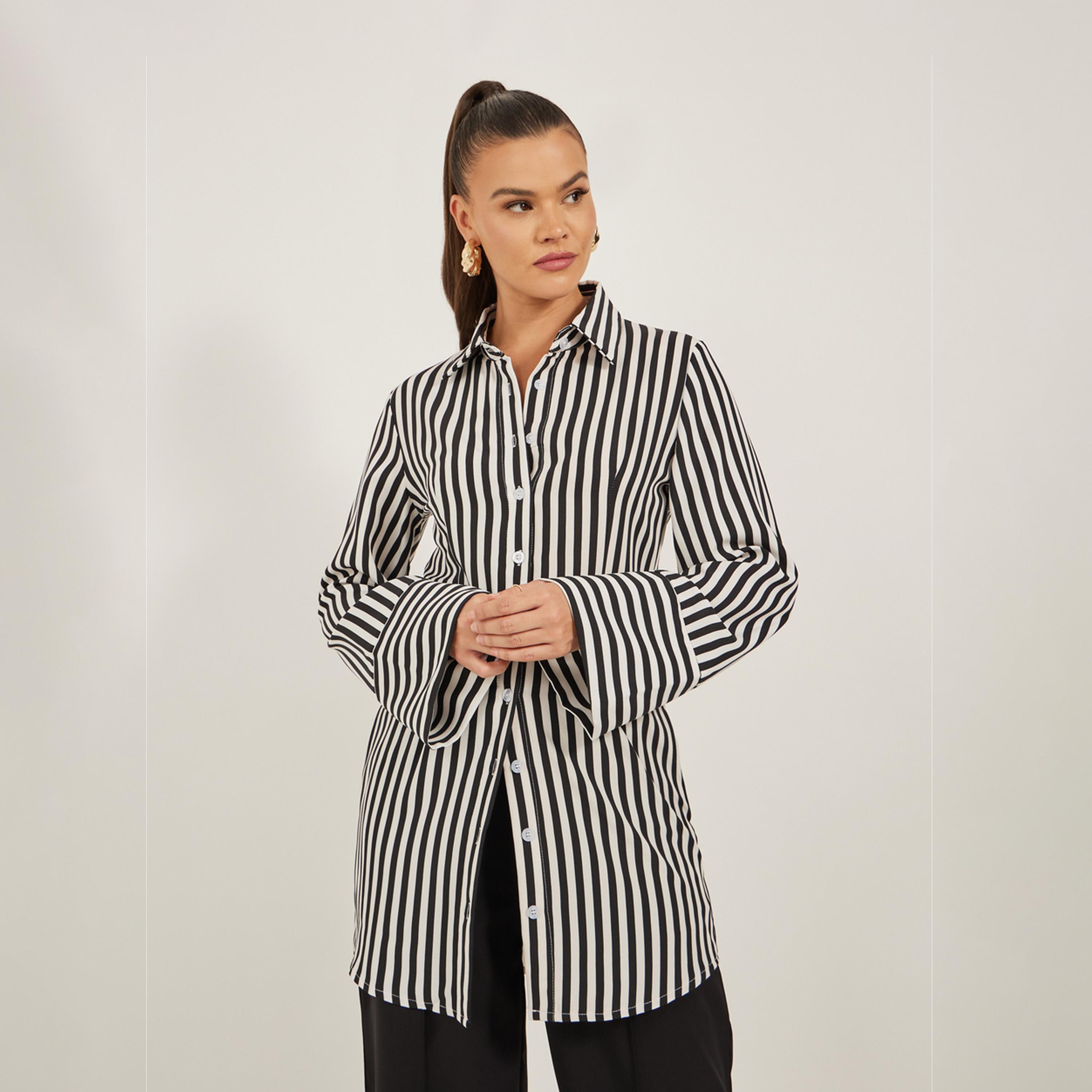 Take Two Striped Long Sleeve Regular Fit Shirt-women-clothing-dresses-image-1