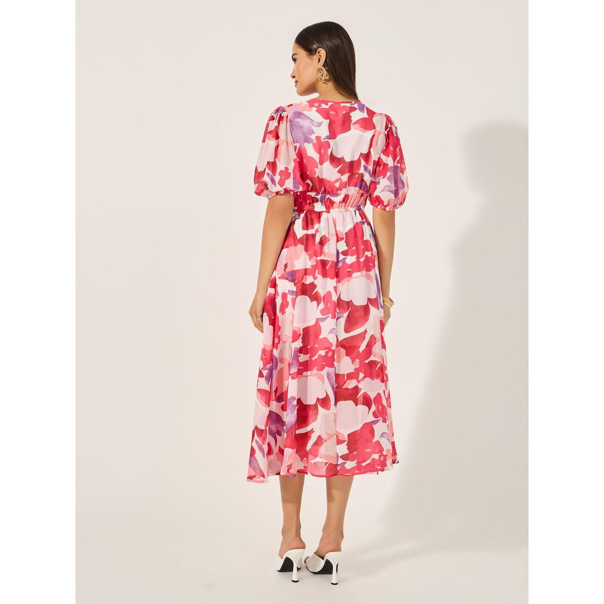 فستان ميدي مطبع بالكامل بأكمام منفوخة-women-clothing-dresses-image-5