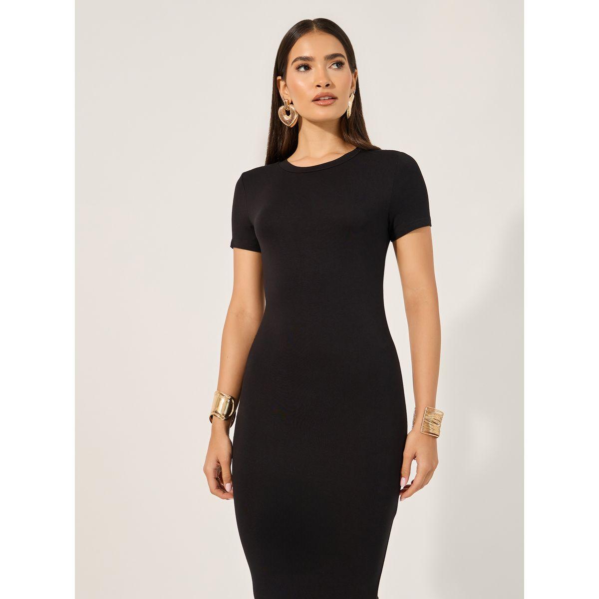 فستان طويل ضيق بياقة دائرية وأكمام طويلة-women-clothing-dresses-image-3