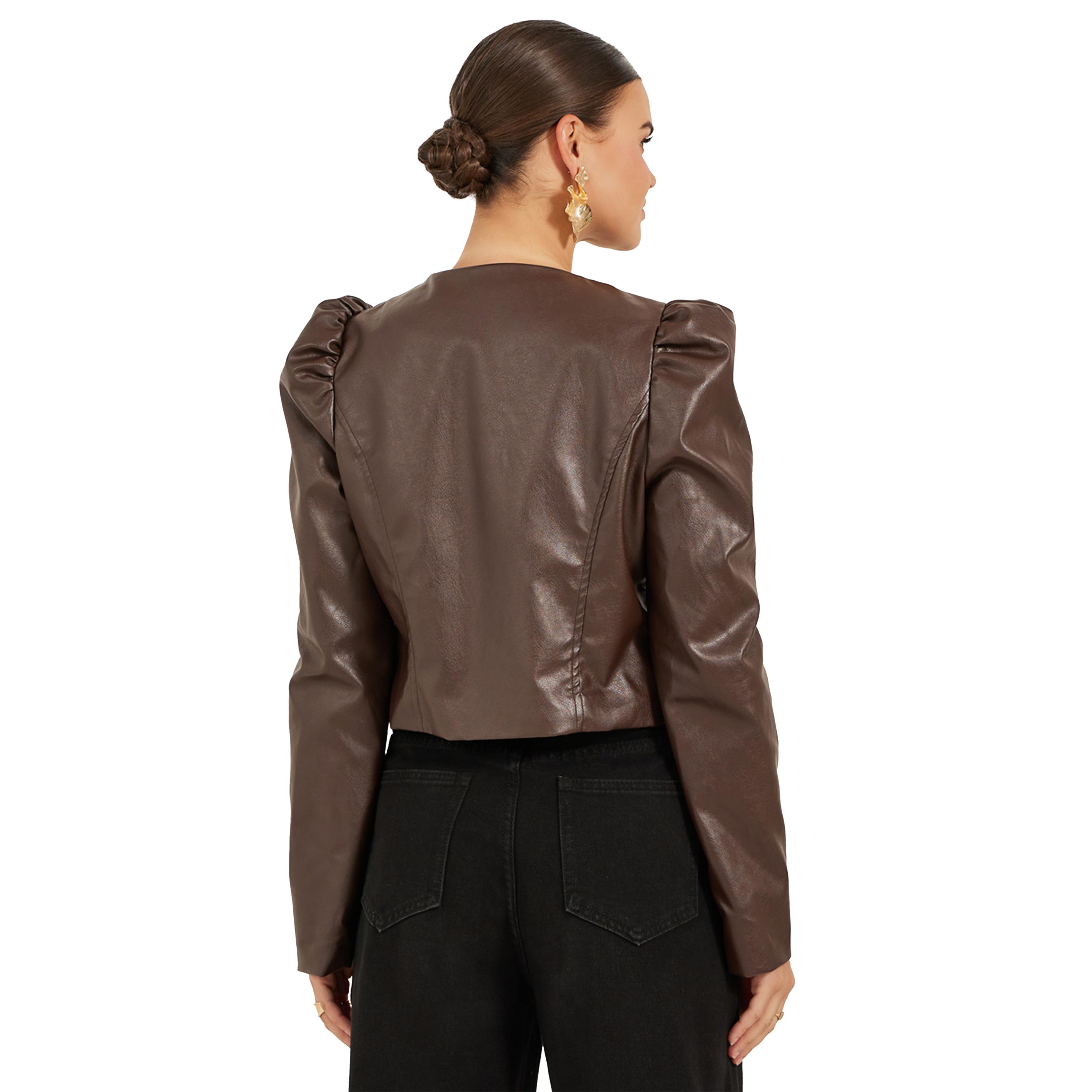 Take Two Solid Puff Sleeves Cropped Regular Fit Jacket-women-winterwear-coatsandjackets-jackets-image-4