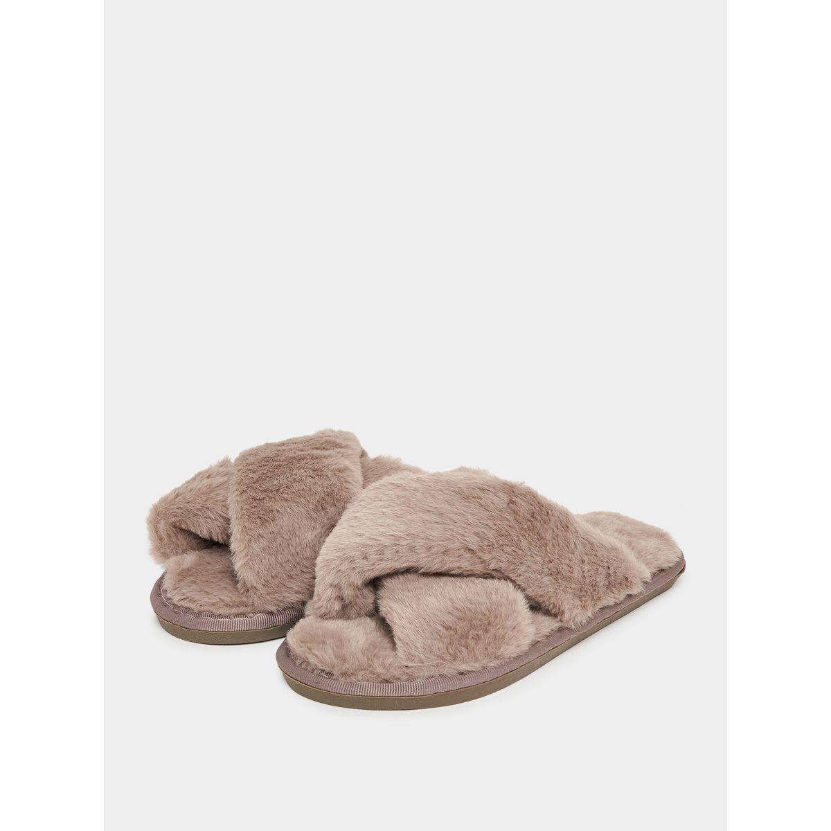 Styli Criss Cross Strap Fluffy Bedroom Slippers-women-shoes-bedroomslippers-image-3