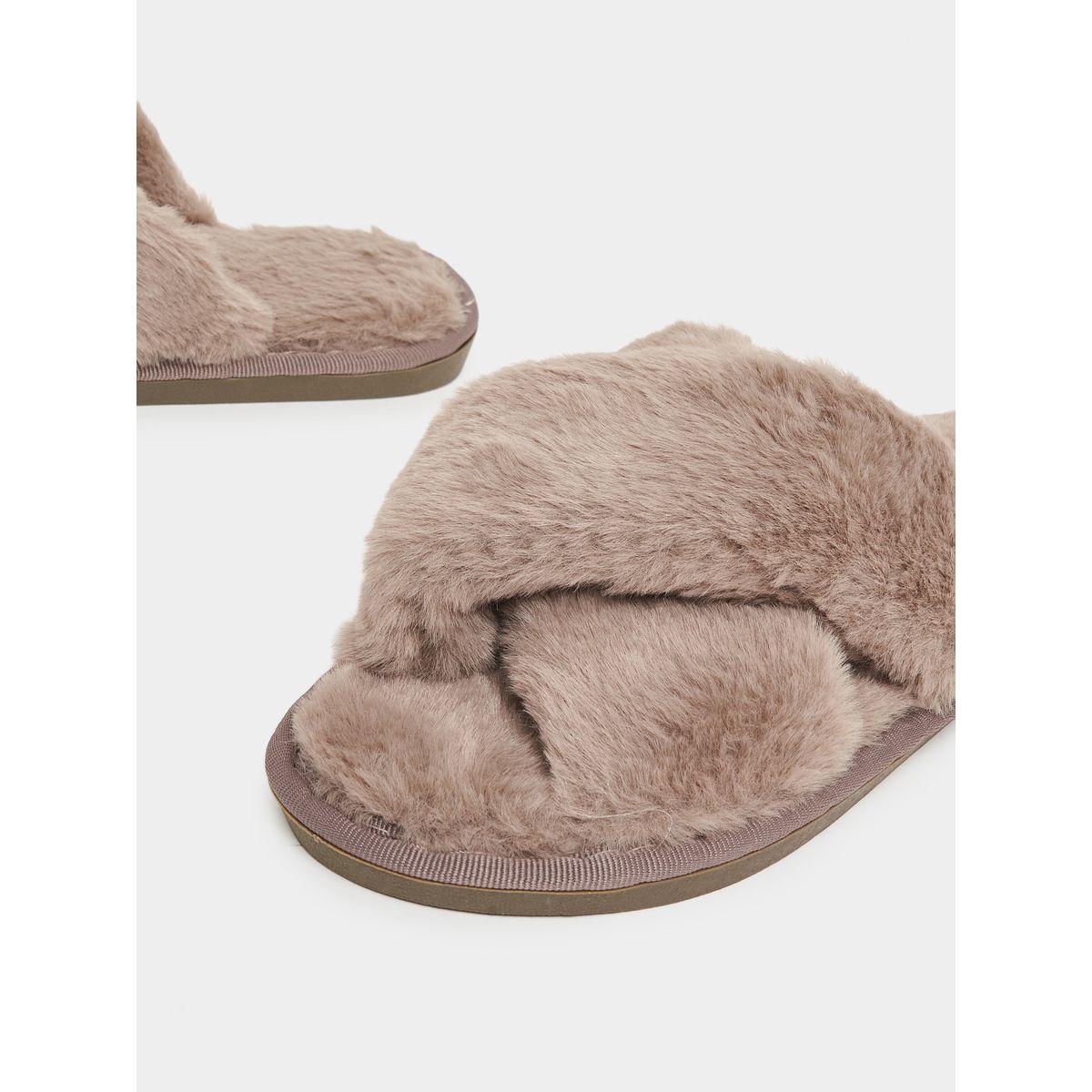 Styli Criss Cross Strap Fluffy Bedroom Slippers-women-shoes-bedroomslippers-image-4