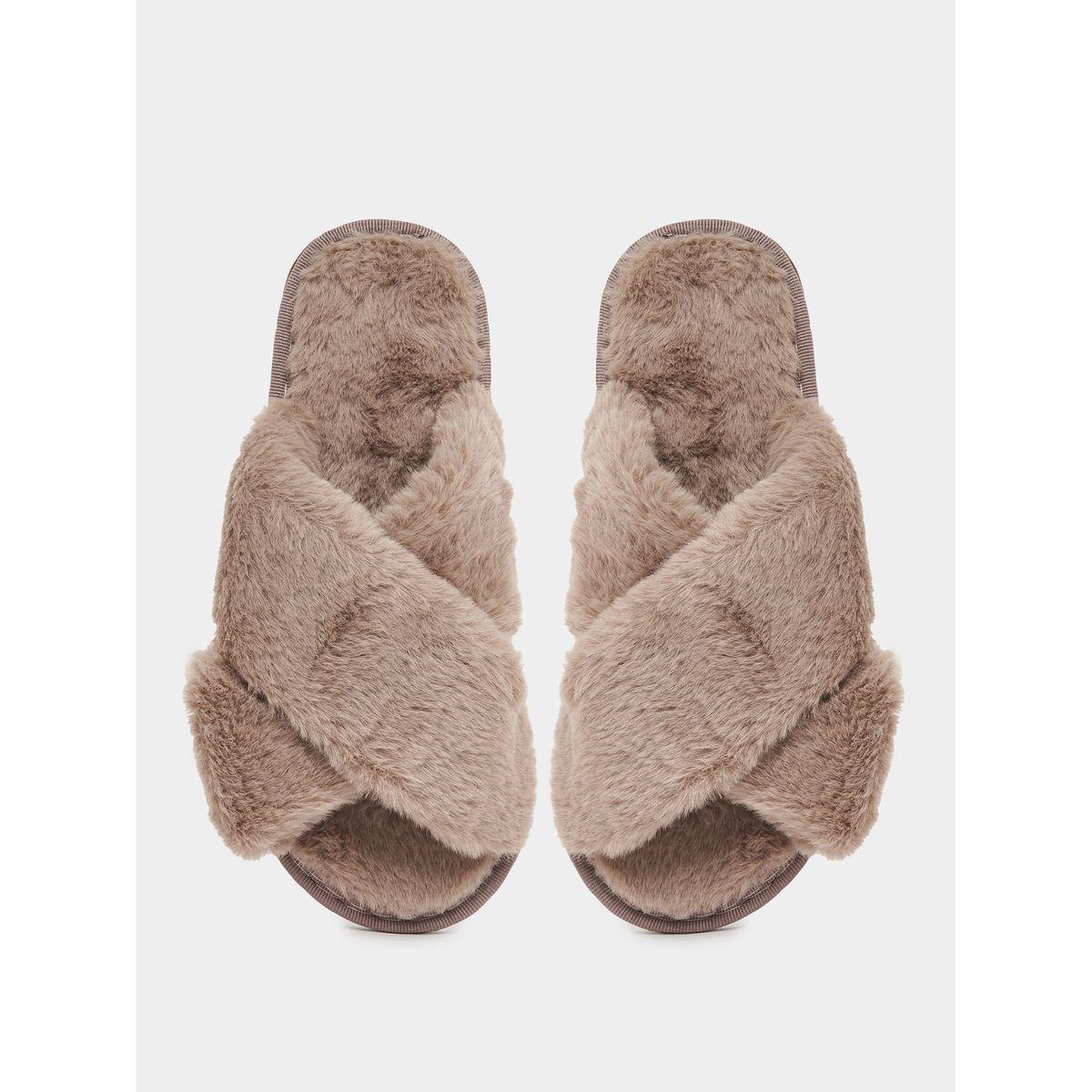 Styli Criss Cross Strap Fluffy Bedroom Slippers-women-shoes-bedroomslippers-image-6