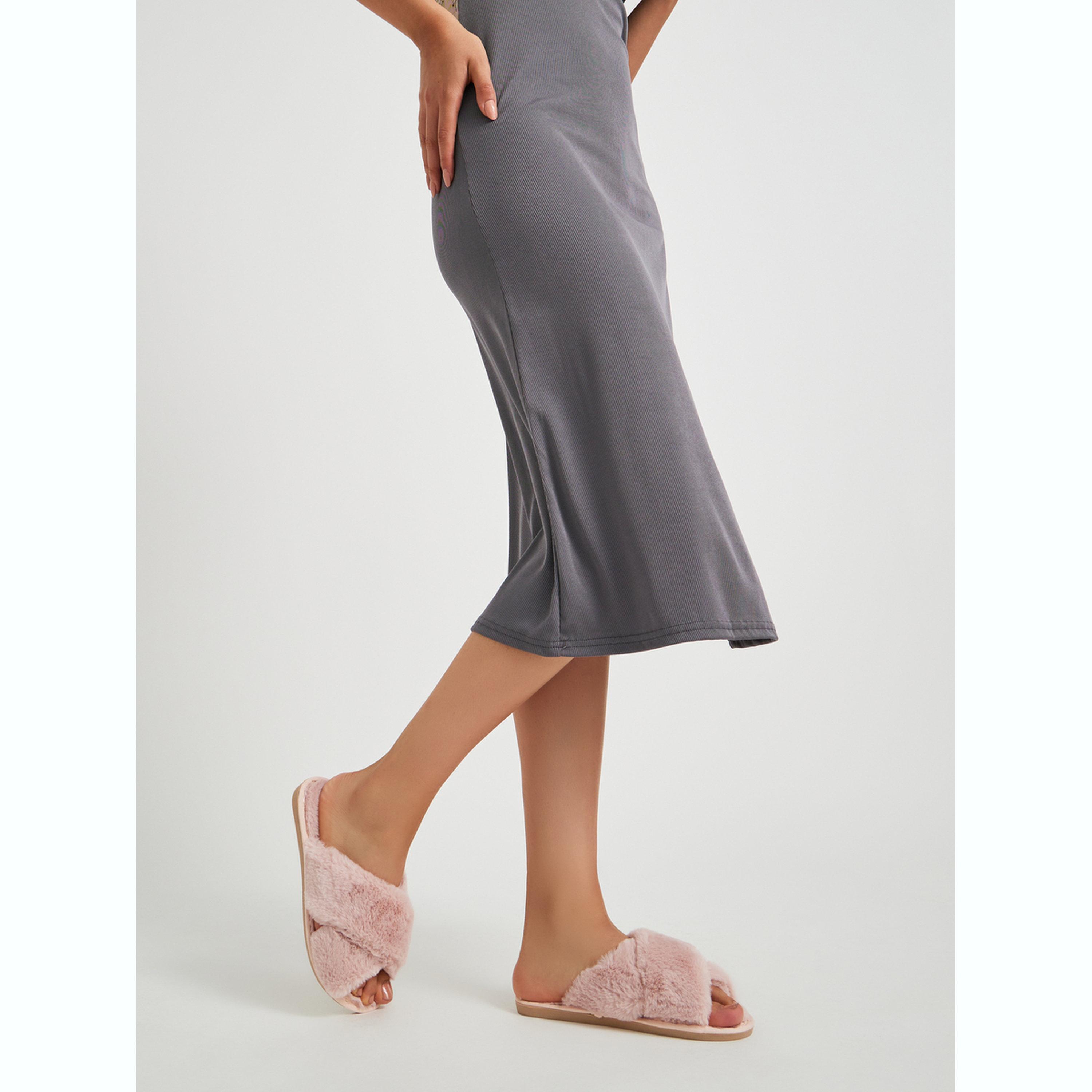 Styli Criss Cross Strap Fluffy Bedroom Slippers-women-shoes-bedroomslippers-image-3