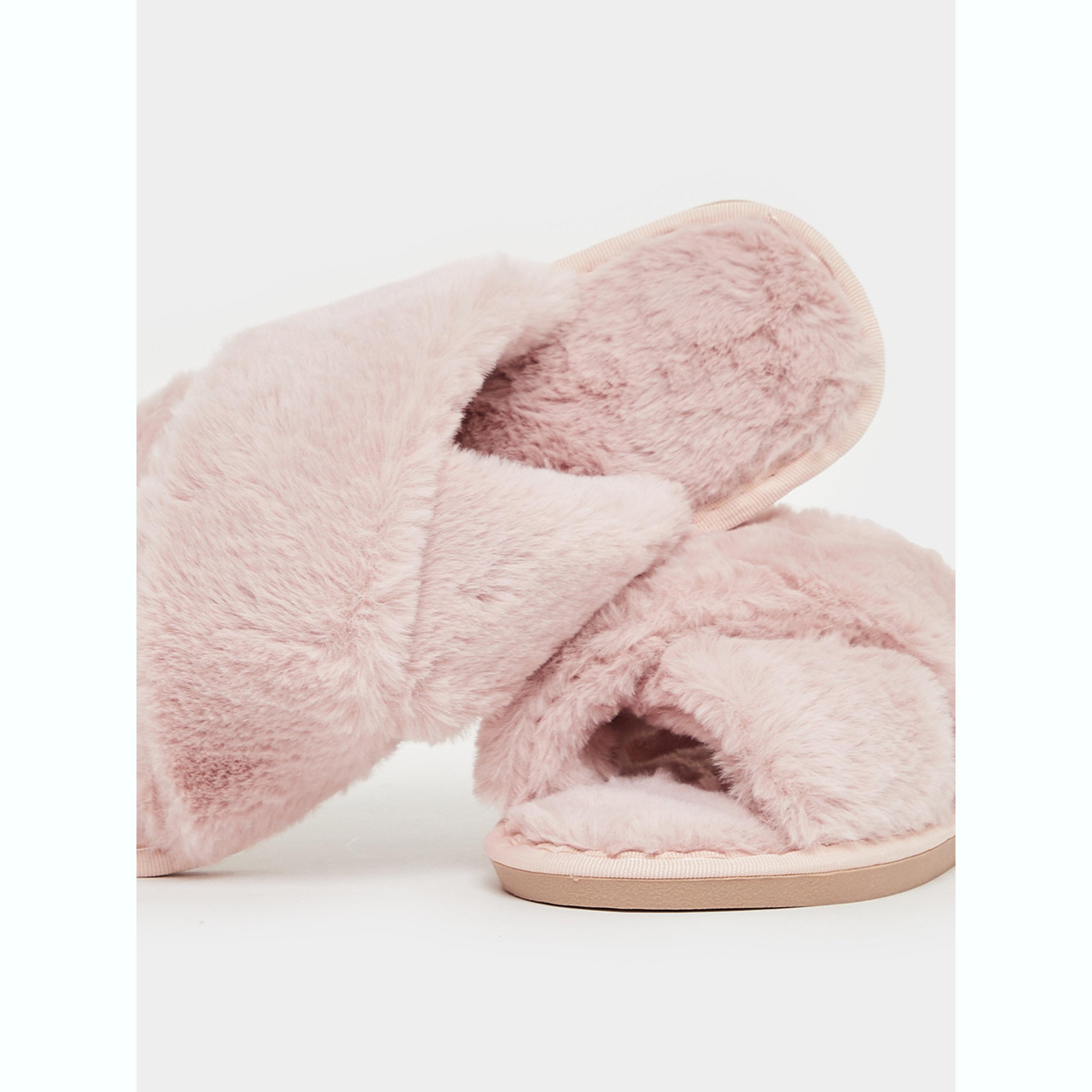 Styli Criss Cross Strap Fluffy Bedroom Slippers-women-shoes-bedroomslippers-image-4
