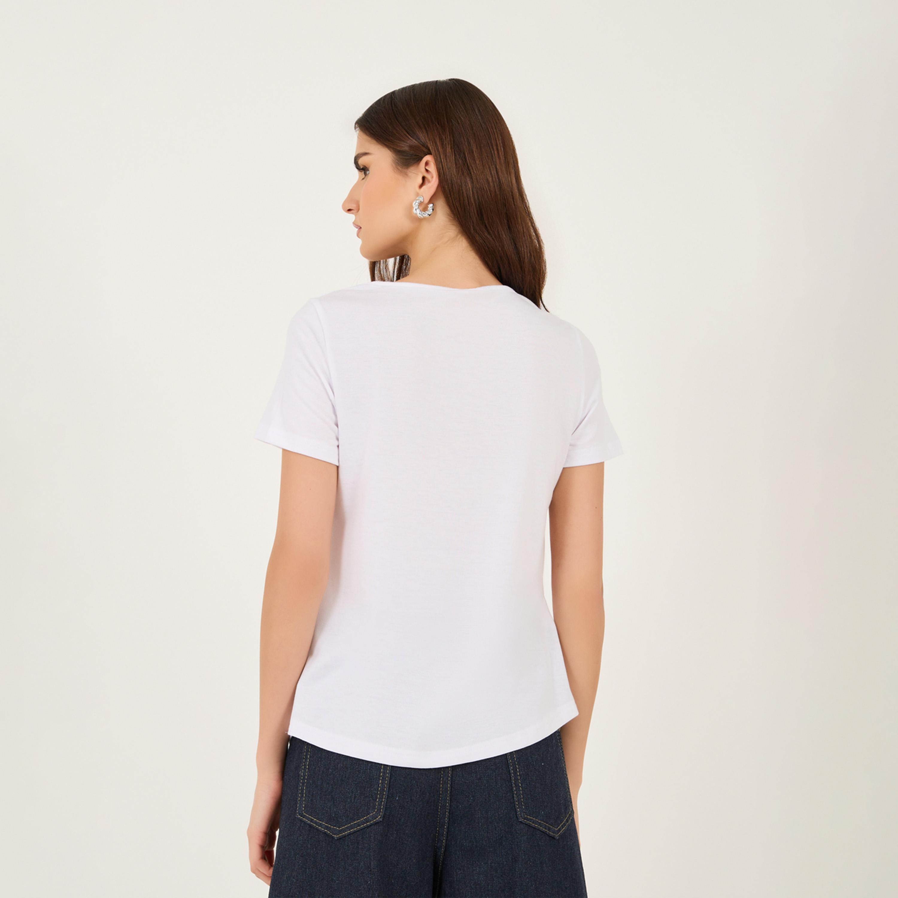 Take Two Solid Regular Fit T-Shirt with Cut-Out Detail-women-clothing-tshirts-image-4
