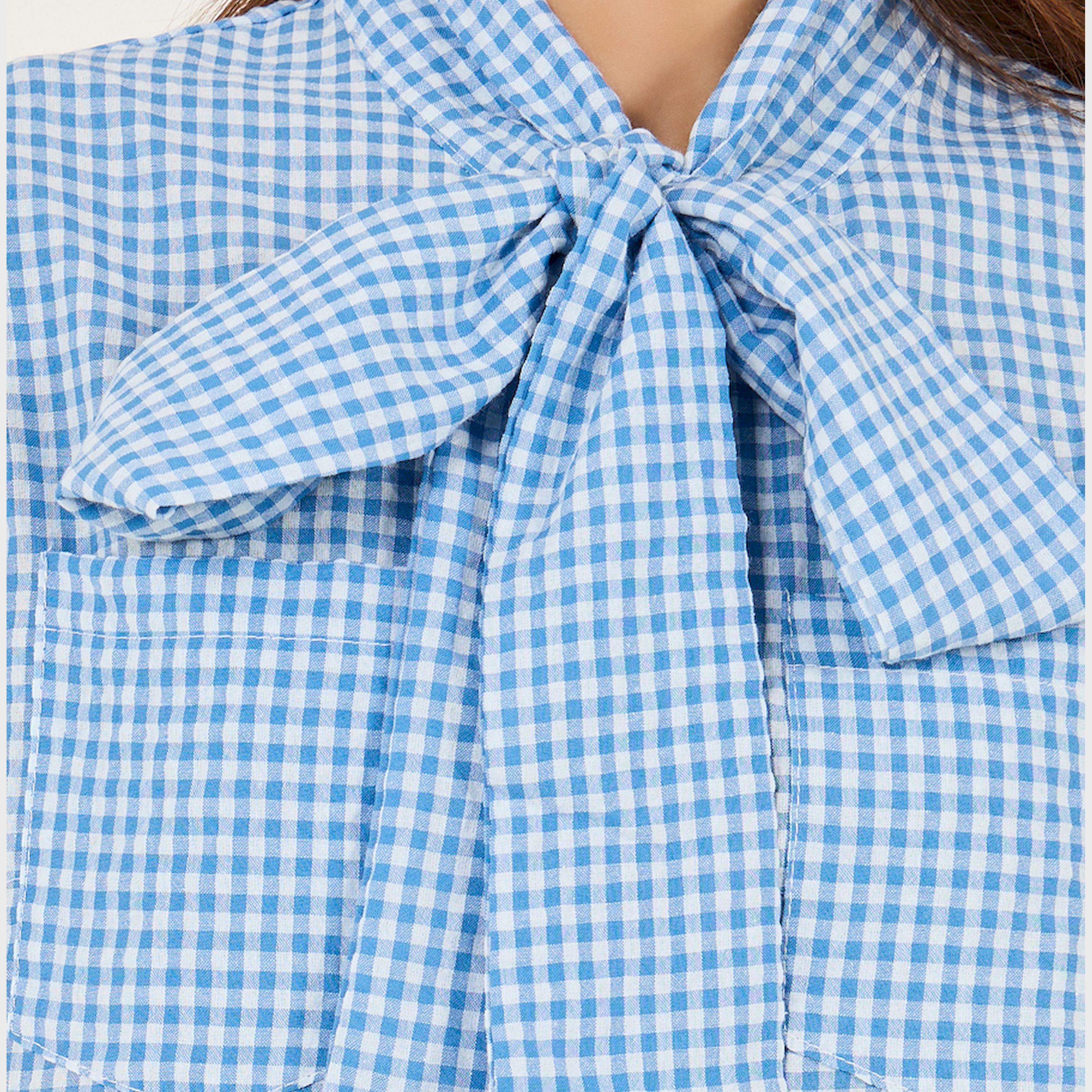بلوزة بقصة عادية بطبعة مربعات جينجهام-women-clothing-shirtsandblouses-shirts-image-3