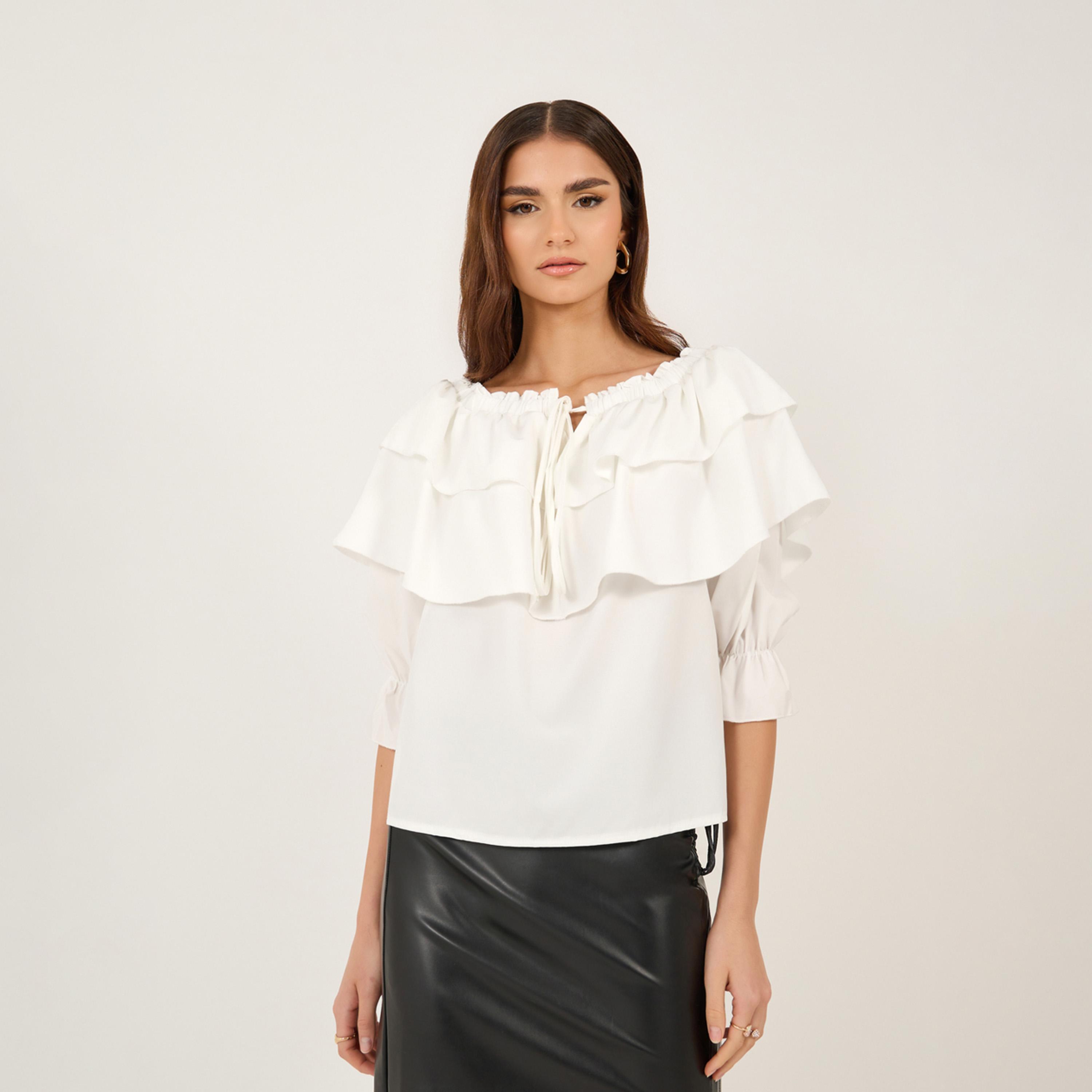 Take Two Off Shoulder Ruffle Detail Tiered Top-women-clothing-shirtsandblouses-blouses-image-1