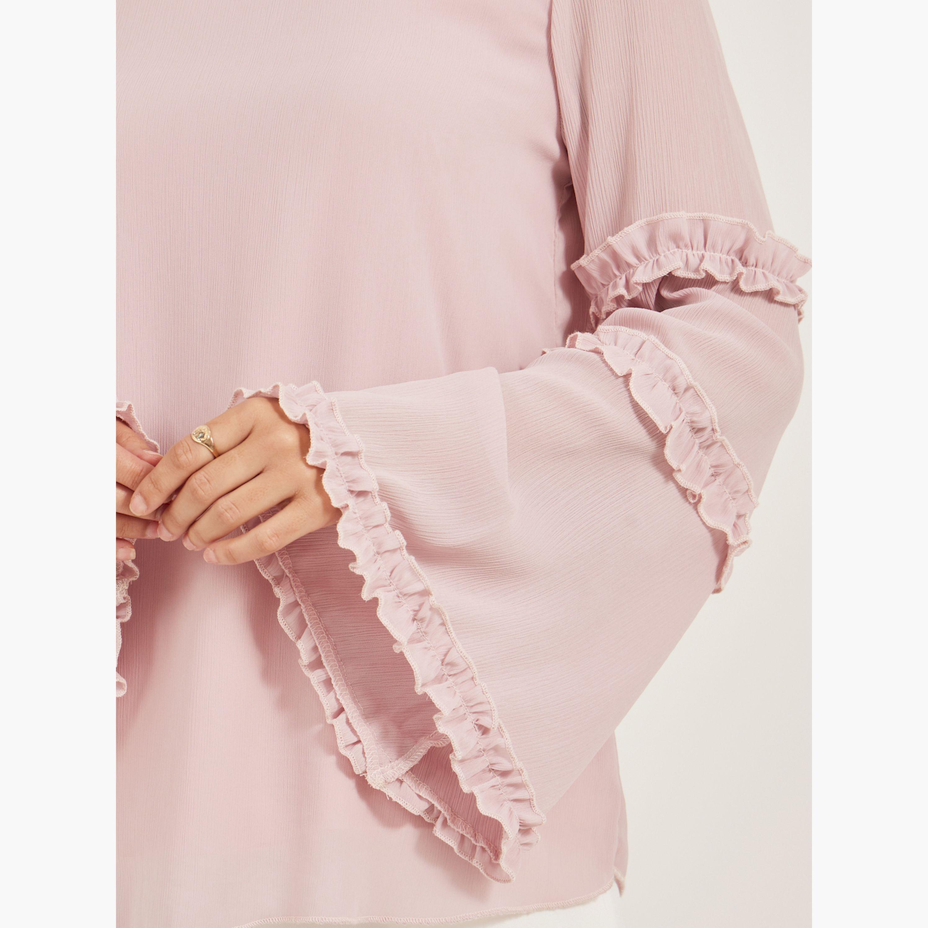 بلوزة بأكمام طويلة وتفاصيل كشكش-women-clothing-shirtsandblouses-blouses-image-4