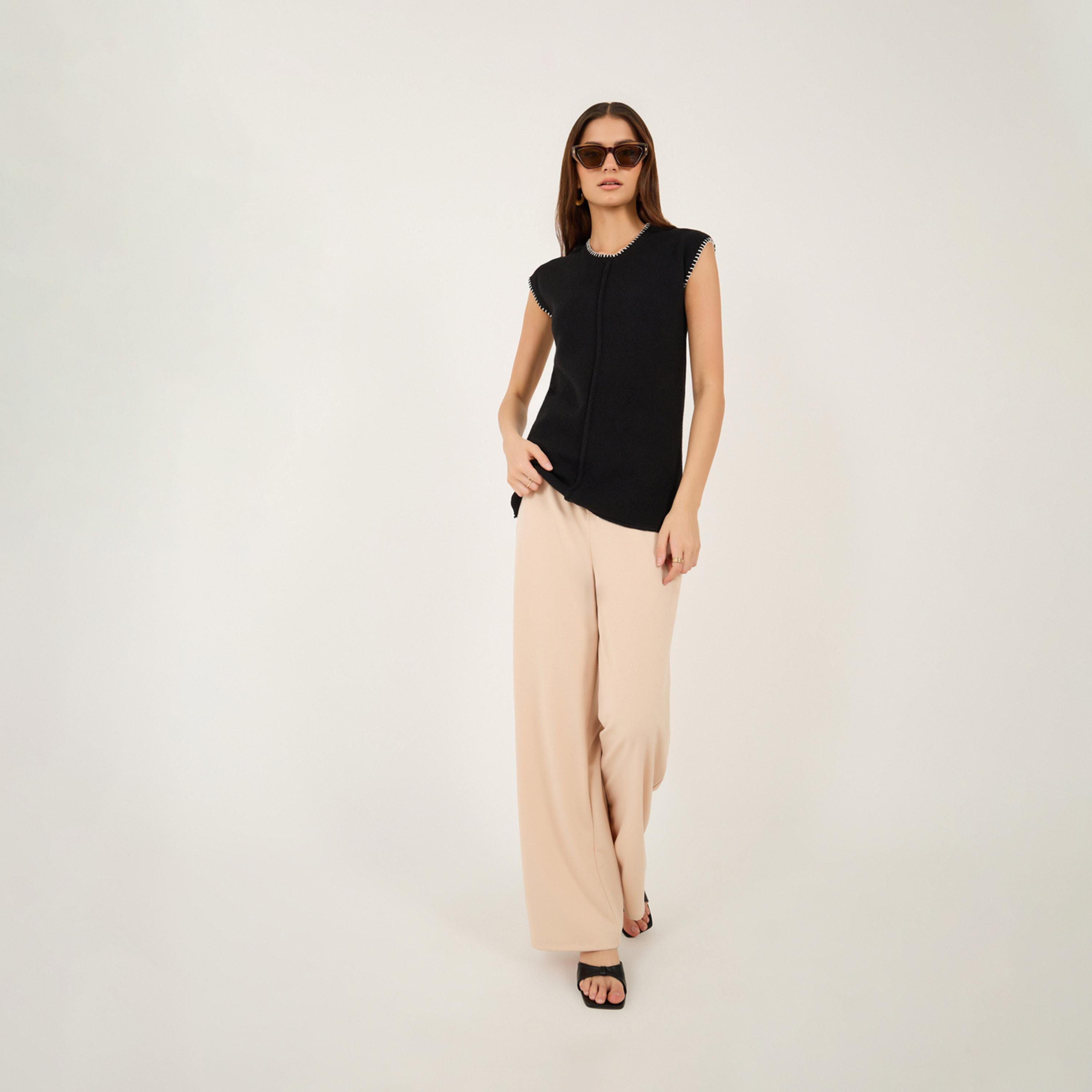 Take Two Contrast Stitching Trim Sleeveless Knit Top-women-clothing-tshirts-image-2