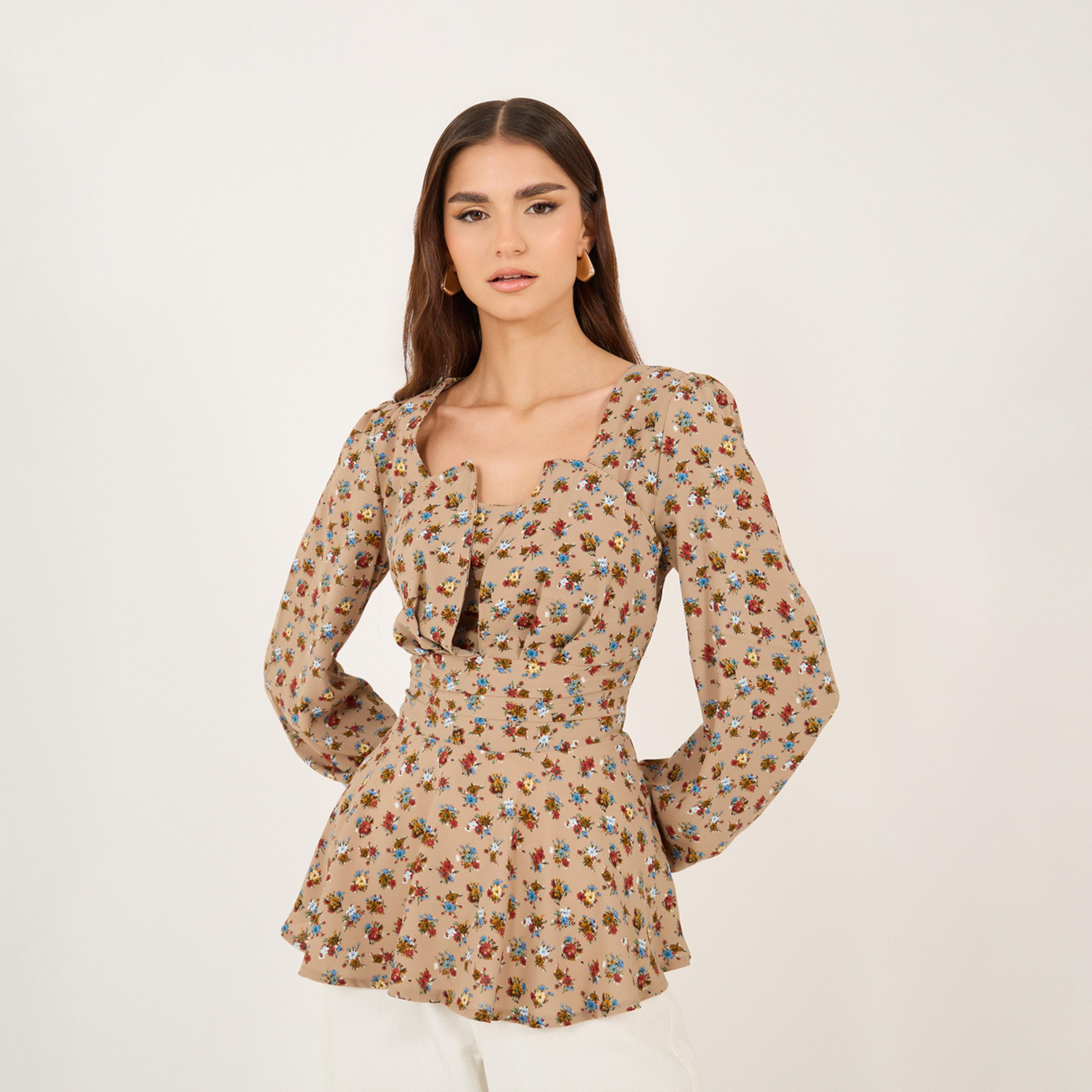 Take Two All-Over Floral Print Ruffle Hem Top-women-clothing-shirtsandblouses-blouses-image-2