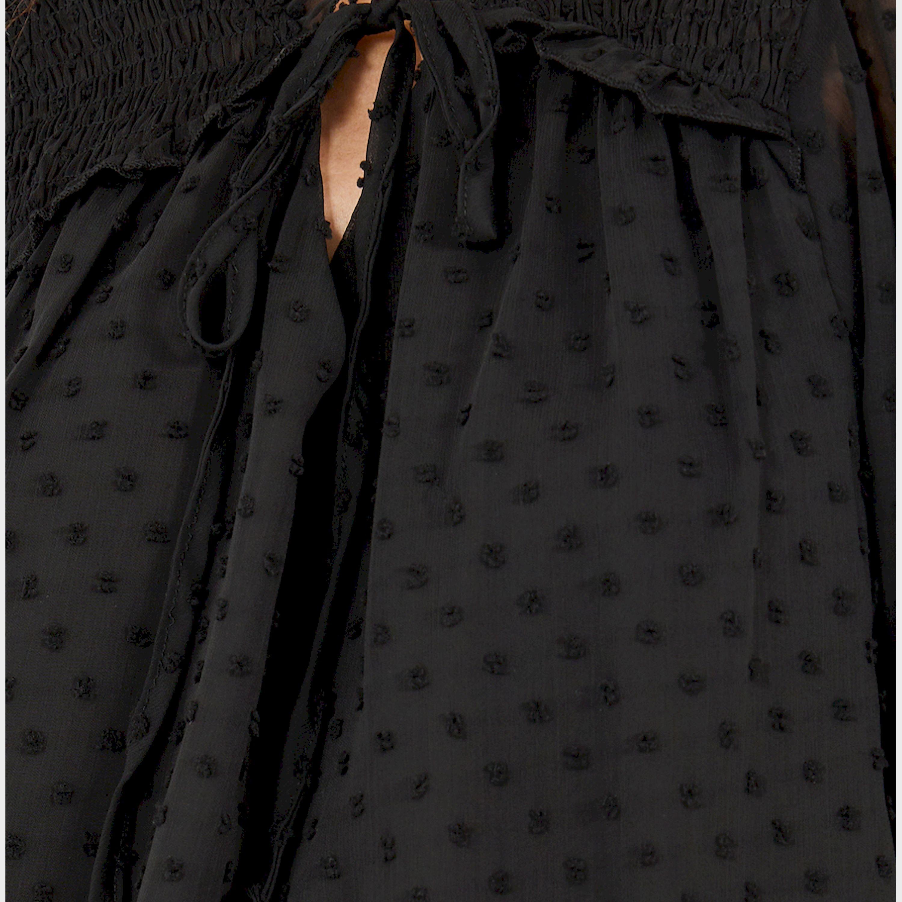 Take Two Textured Dobby Balloon Sleeve Top with Tie Up Neck-women-clothing-shirtsandblouses-blouses-image-3