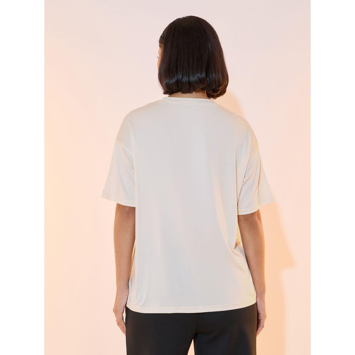 تيشيرت بياقة دائرية وطبعة كتابة مع أكمام قصيرة-women-clothing-tshirts-image-4