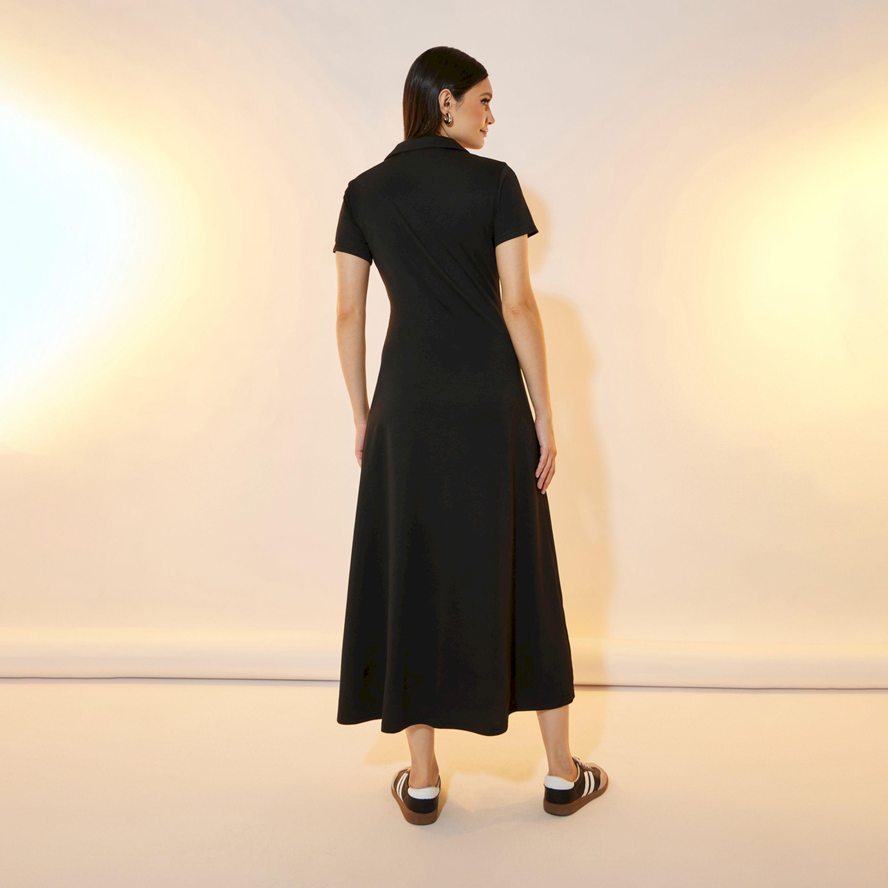Take Two Daisy Embroidery Detail Polo T-Shirt Midi Dress-women-clothing-dresses-image-5