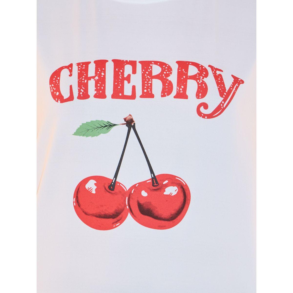 Take Two Slogan Cherry Print Round Neck T-shirt-women-clothing-tshirts-image-3