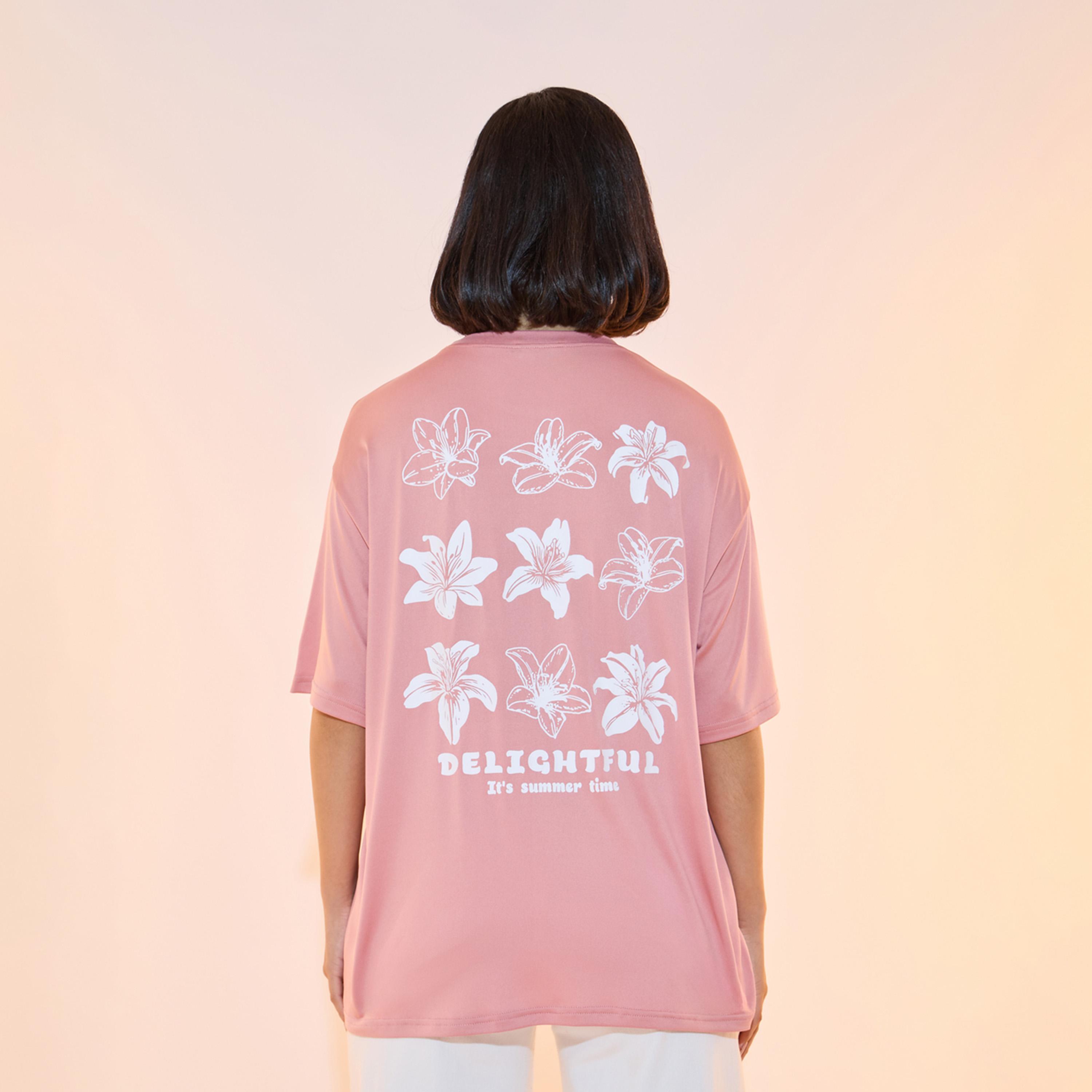 Take Two Oversized Floral Graphic Print Round Neck T-Shirt-women-clothing-tshirts-image-5