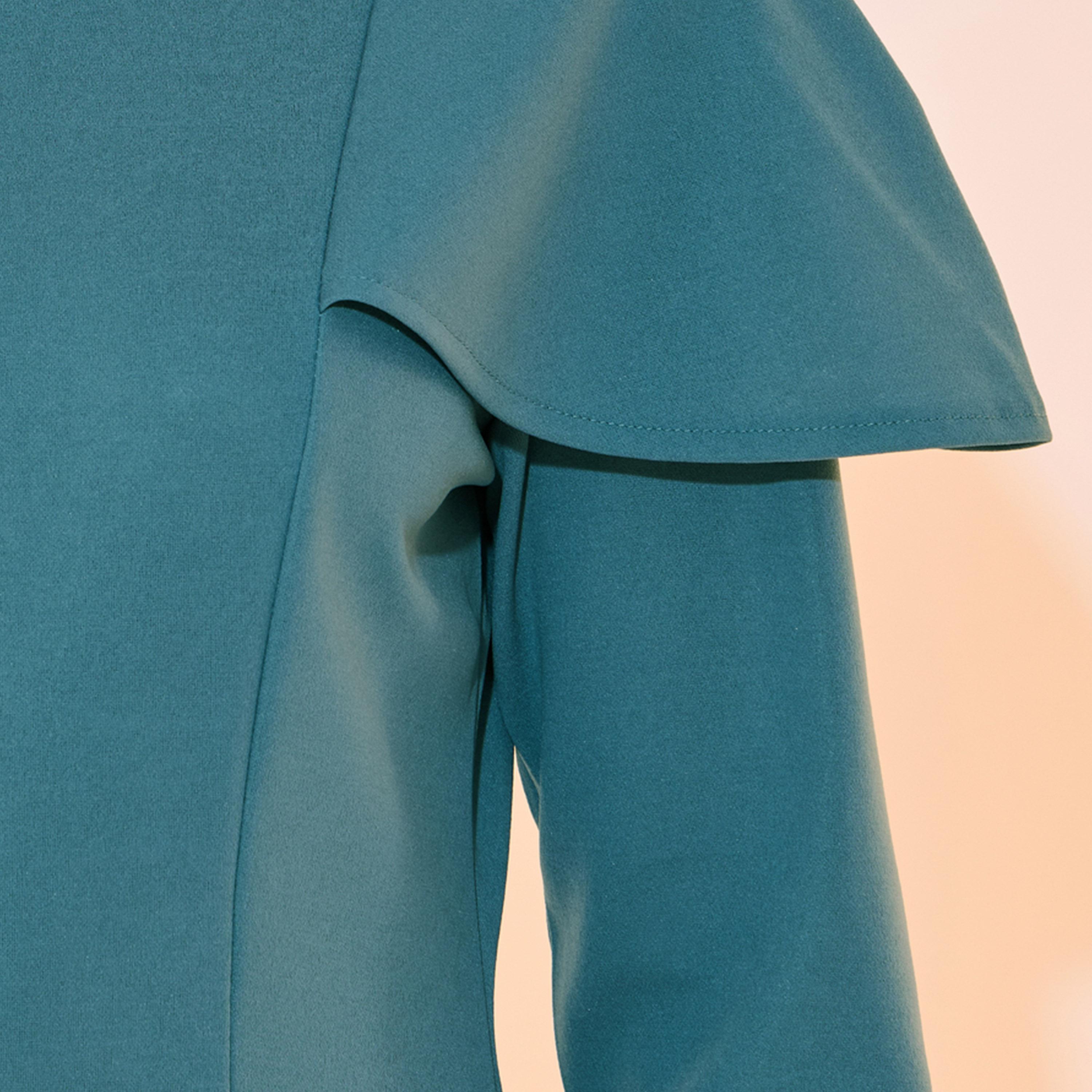 Take Two Solid High Neck Cape Style A-Line Midi Dress-women-clothing-dresses-image-3
