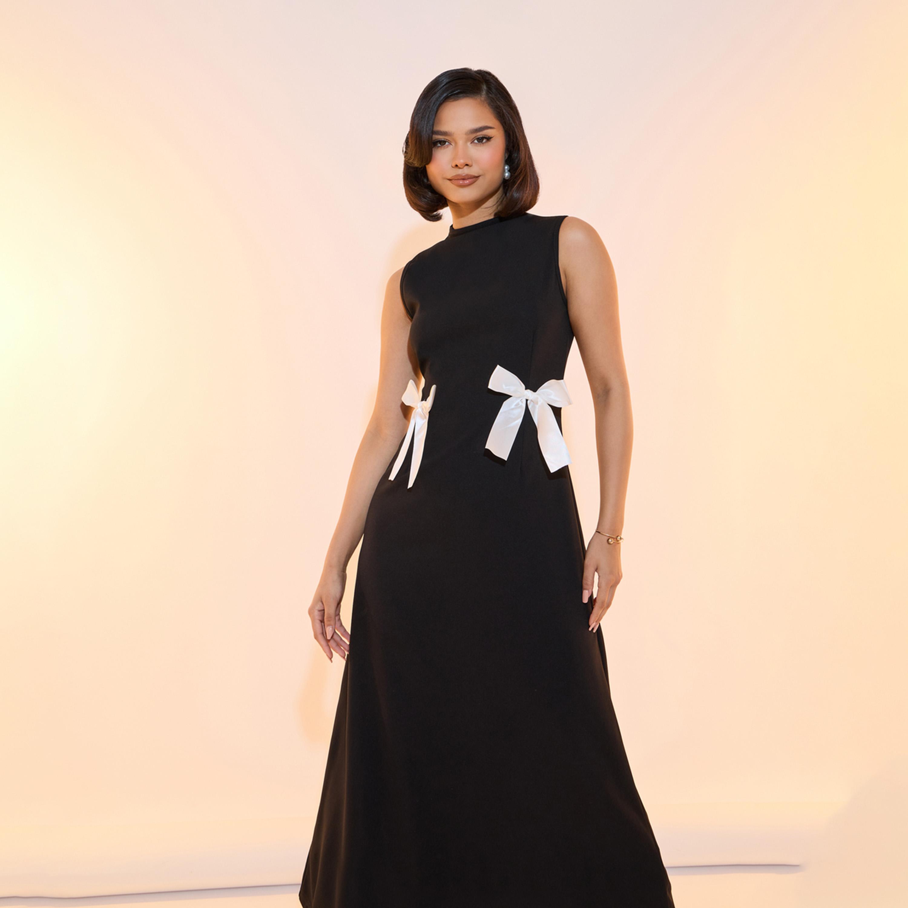 Take Two Bow Detail Sleeveless A-Line Midi Dress-women-clothing-dresses-image-2