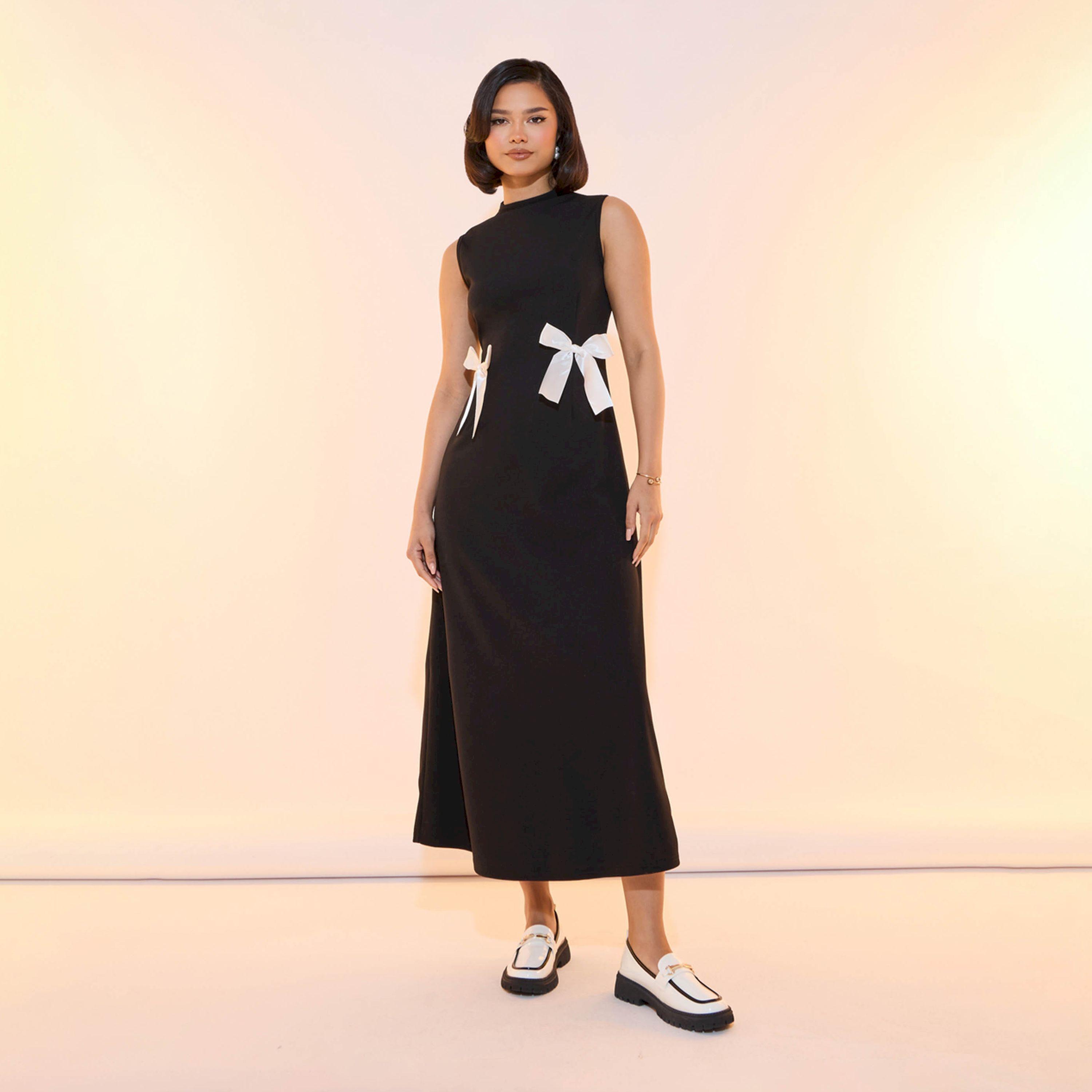Take Two Bow Detail Sleeveless A-Line Midi Dress-women-clothing-dresses-image-4
