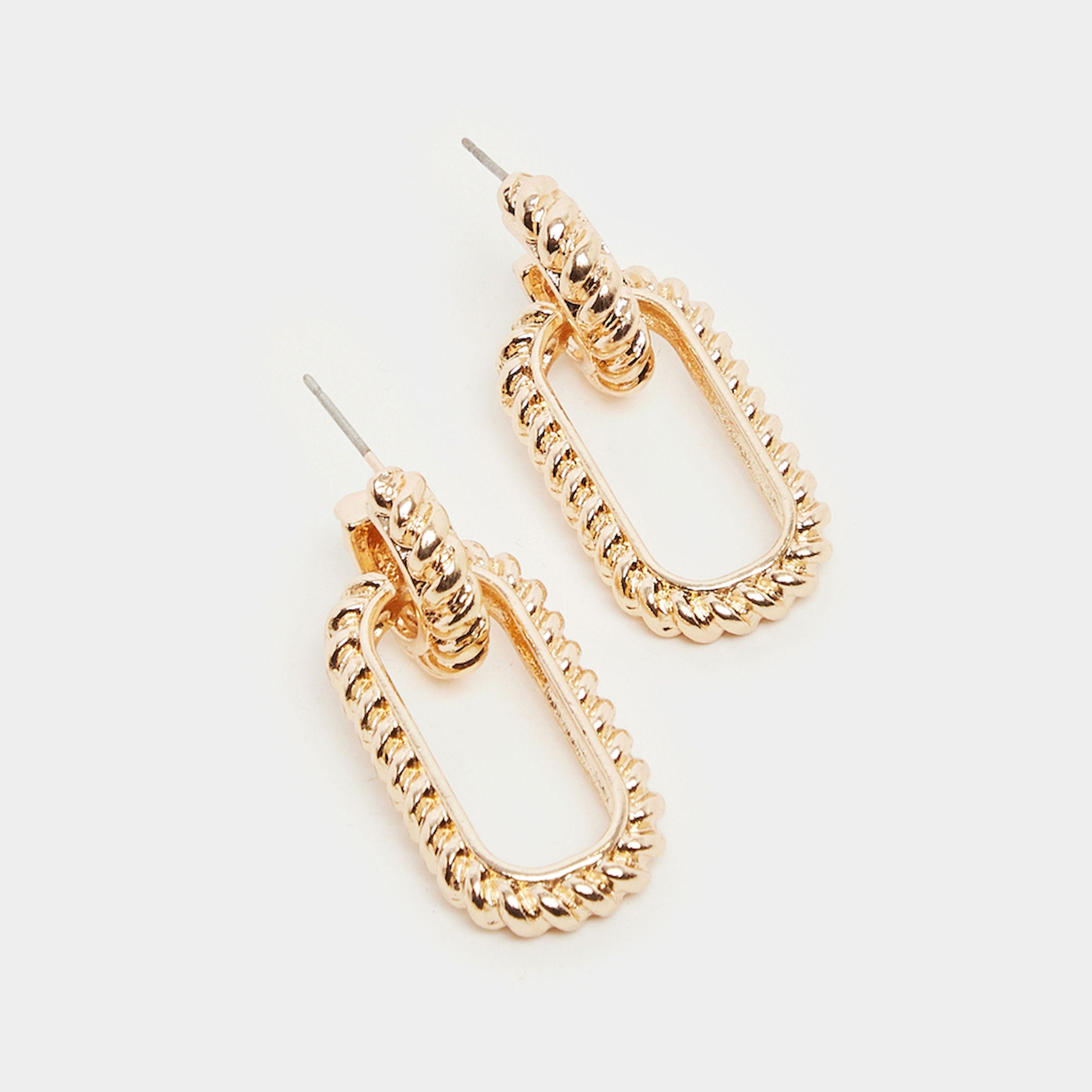 Styli Textured Square Drop Earrings-women-watchesandjewellery-jewellery-earrings-image-1