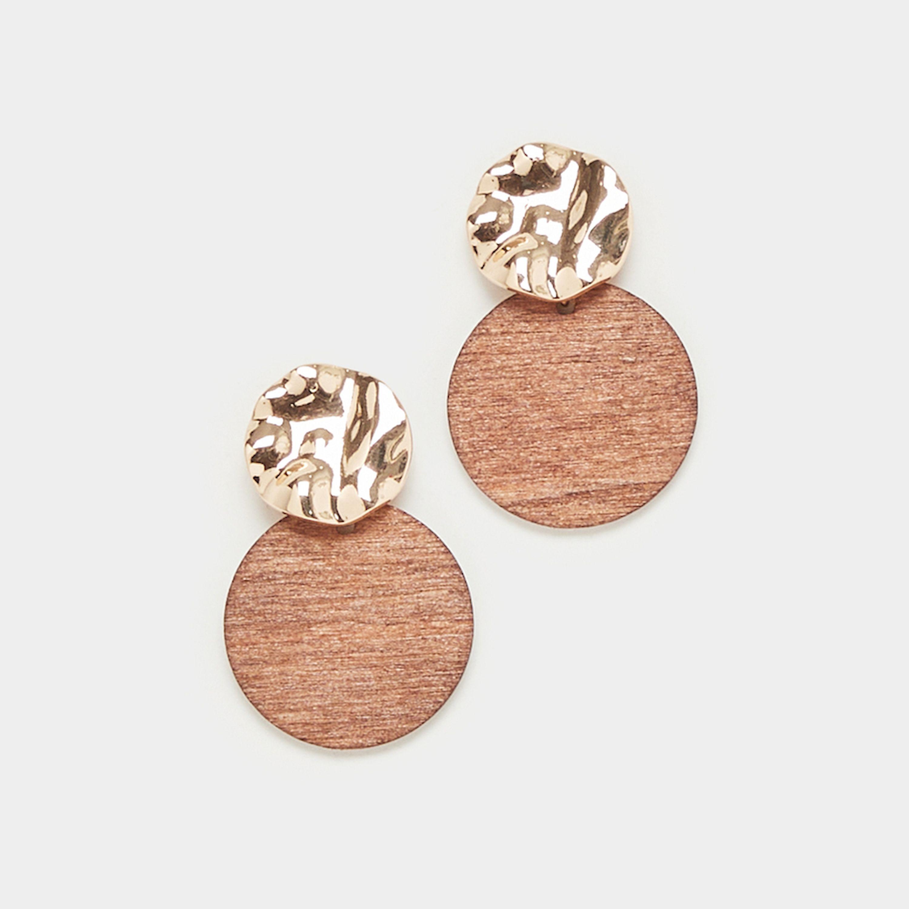 ستايلي - أقراط متدلية دائرية بتصميم منقوش-women-watchesandjewellery-jewellery-earrings-image-1