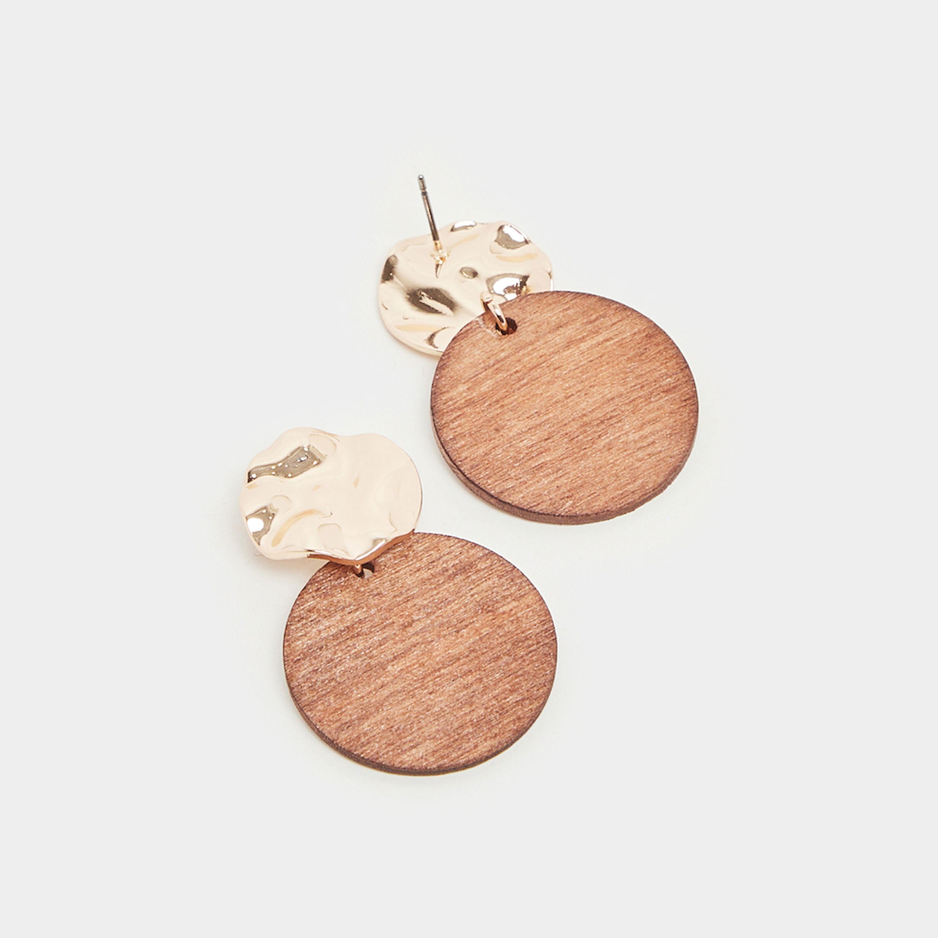 ستايلي - أقراط متدلية دائرية بتصميم منقوش-women-watchesandjewellery-jewellery-earrings-image-3