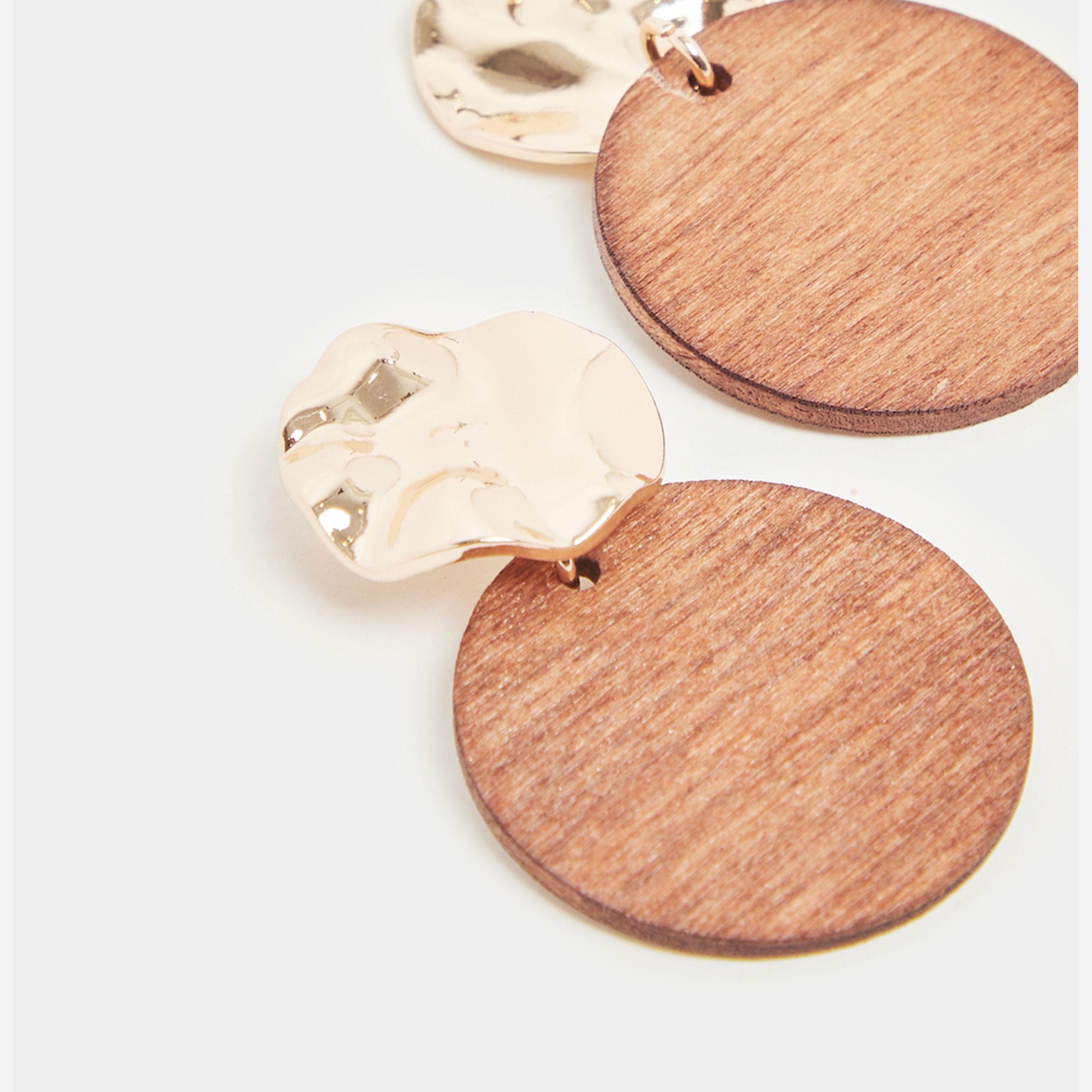 Styli Textured Round Drop Earrings-women-watchesandjewellery-jewellery-earrings-image-4